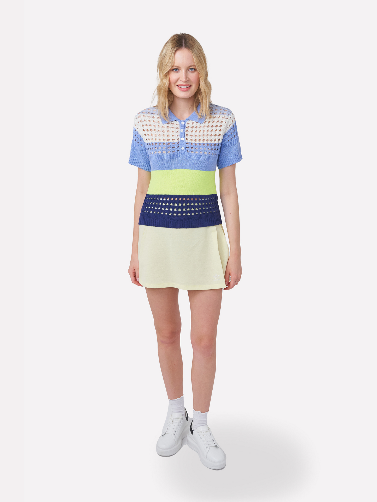 Pointelle Stripe Polo T-shirt