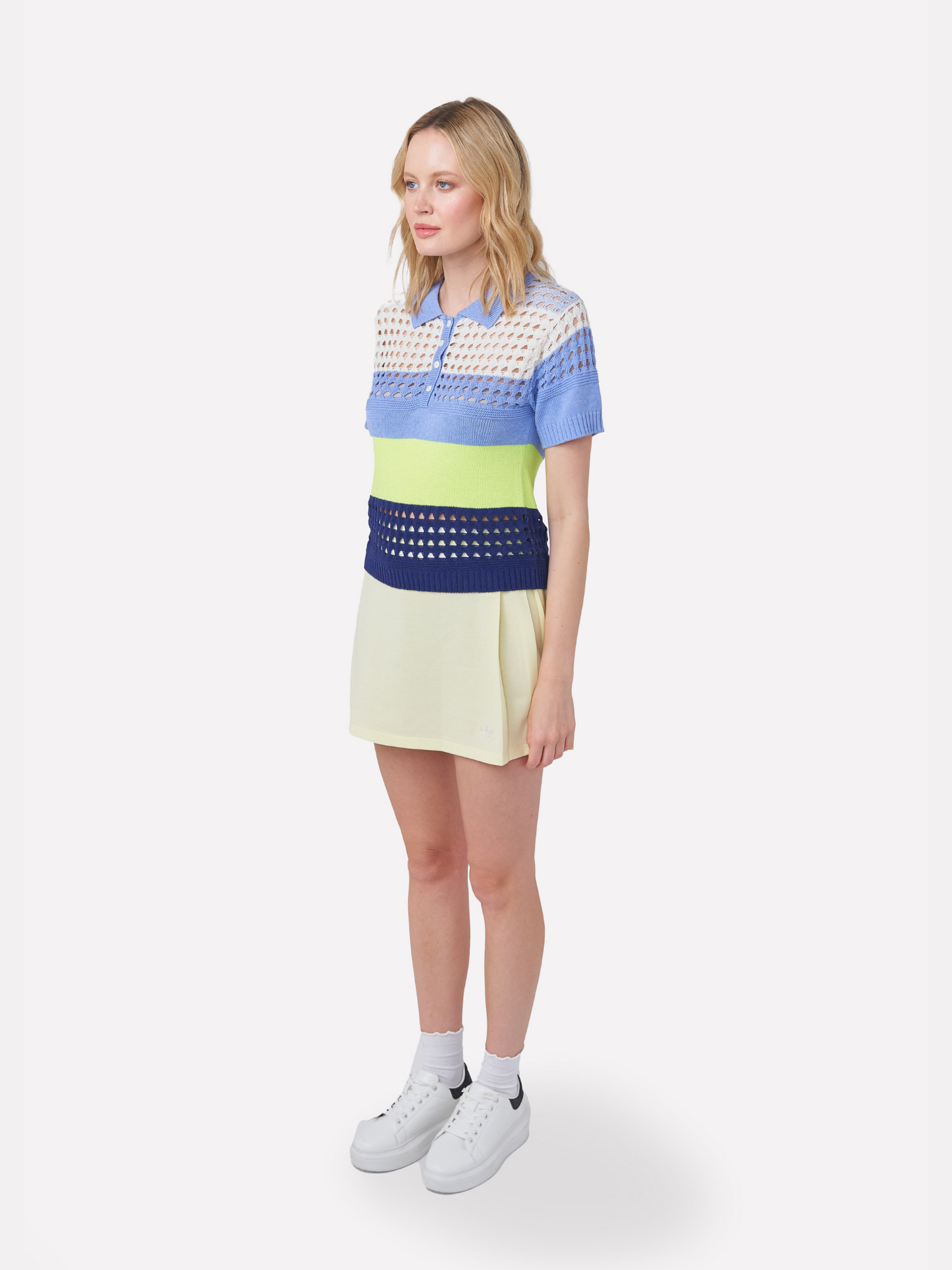 Pointelle Stripe Polo T-shirt