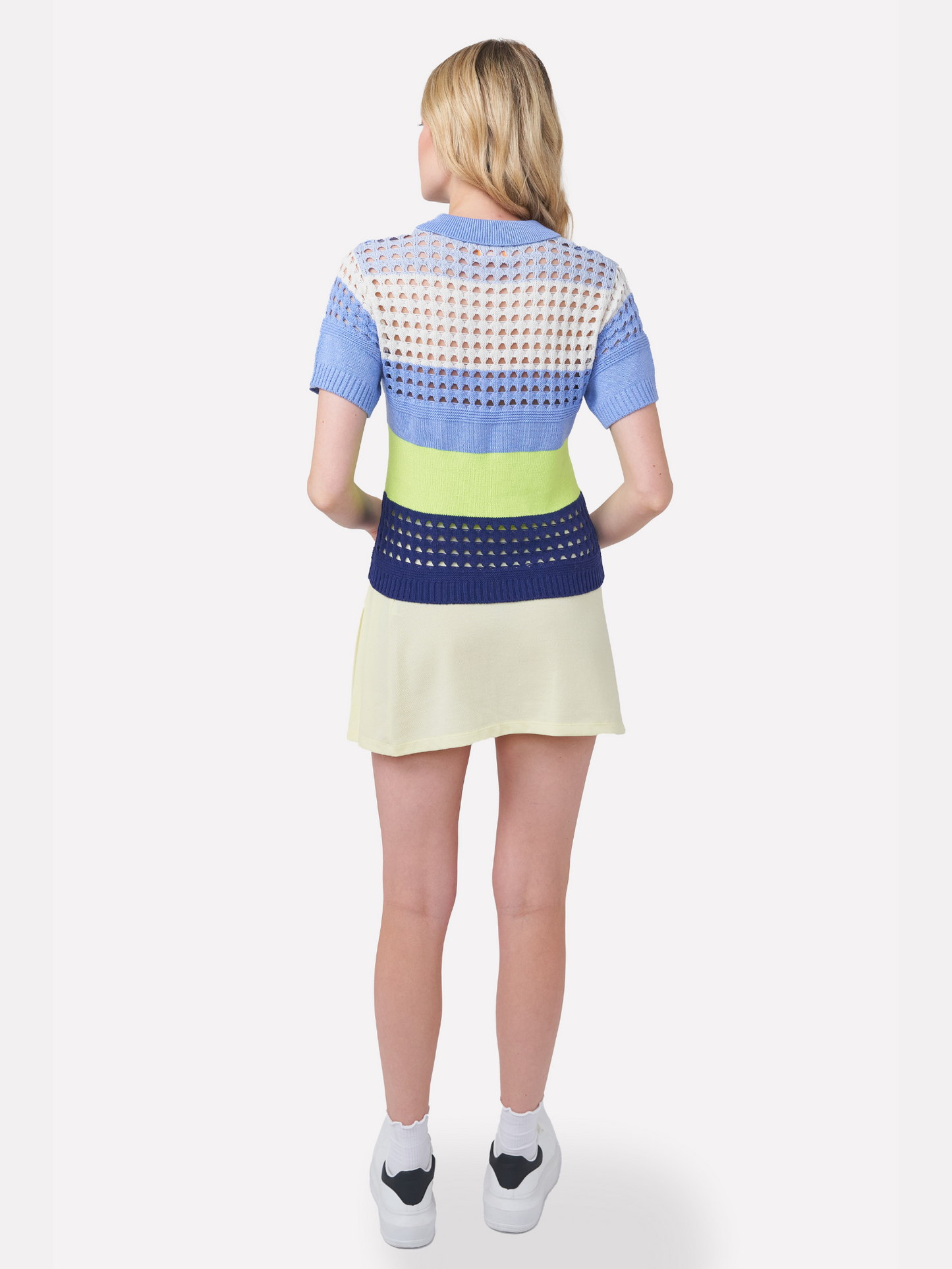 Pointelle Stripe Polo T-shirt
