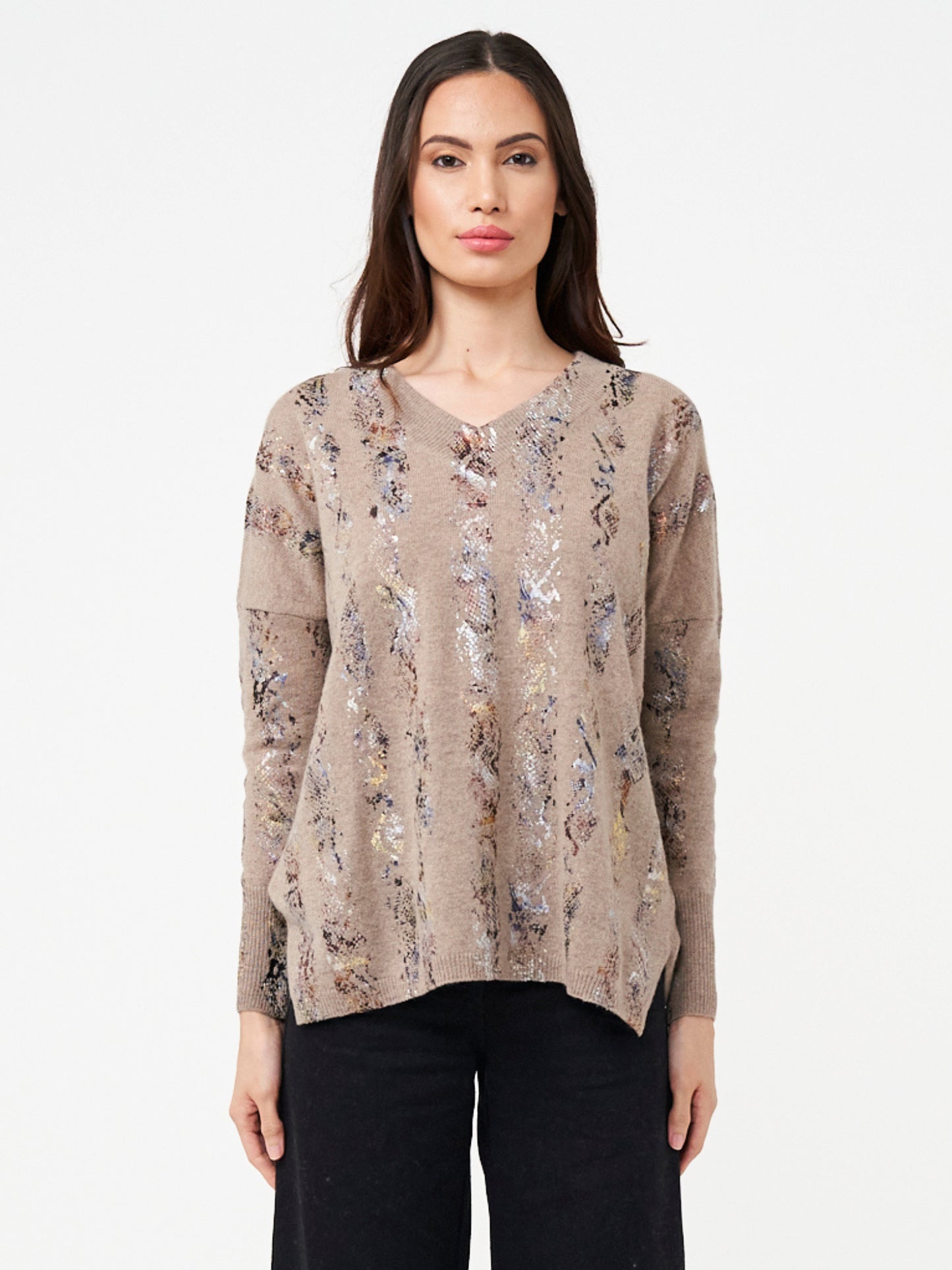 Copper Python Harriet V Neck Jumper