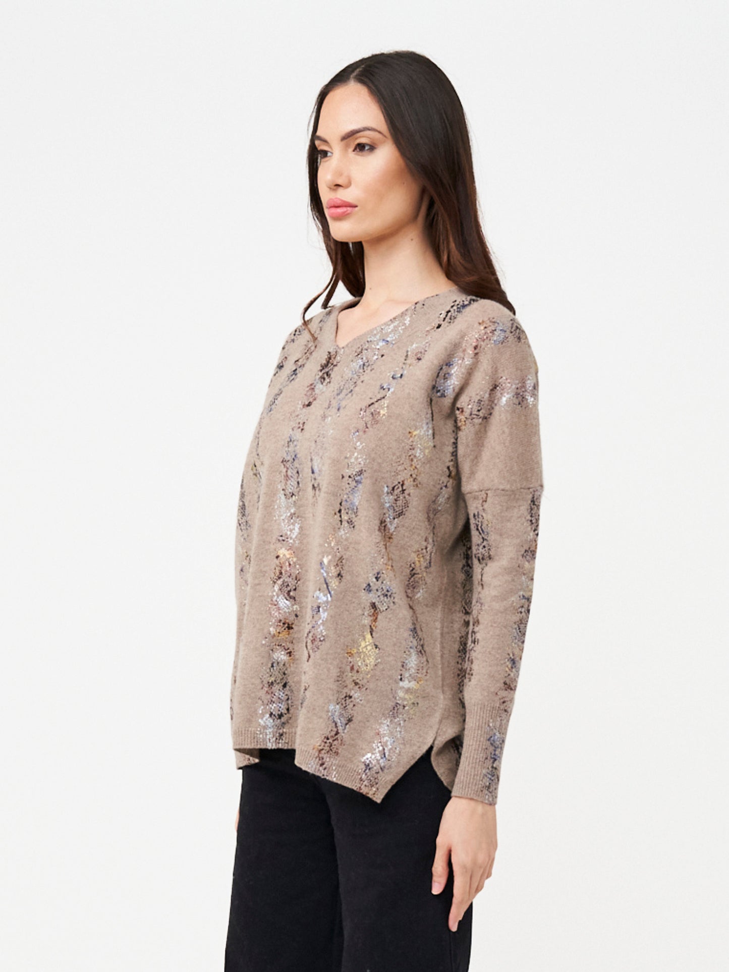 Copper Python Harriet V Neck Jumper