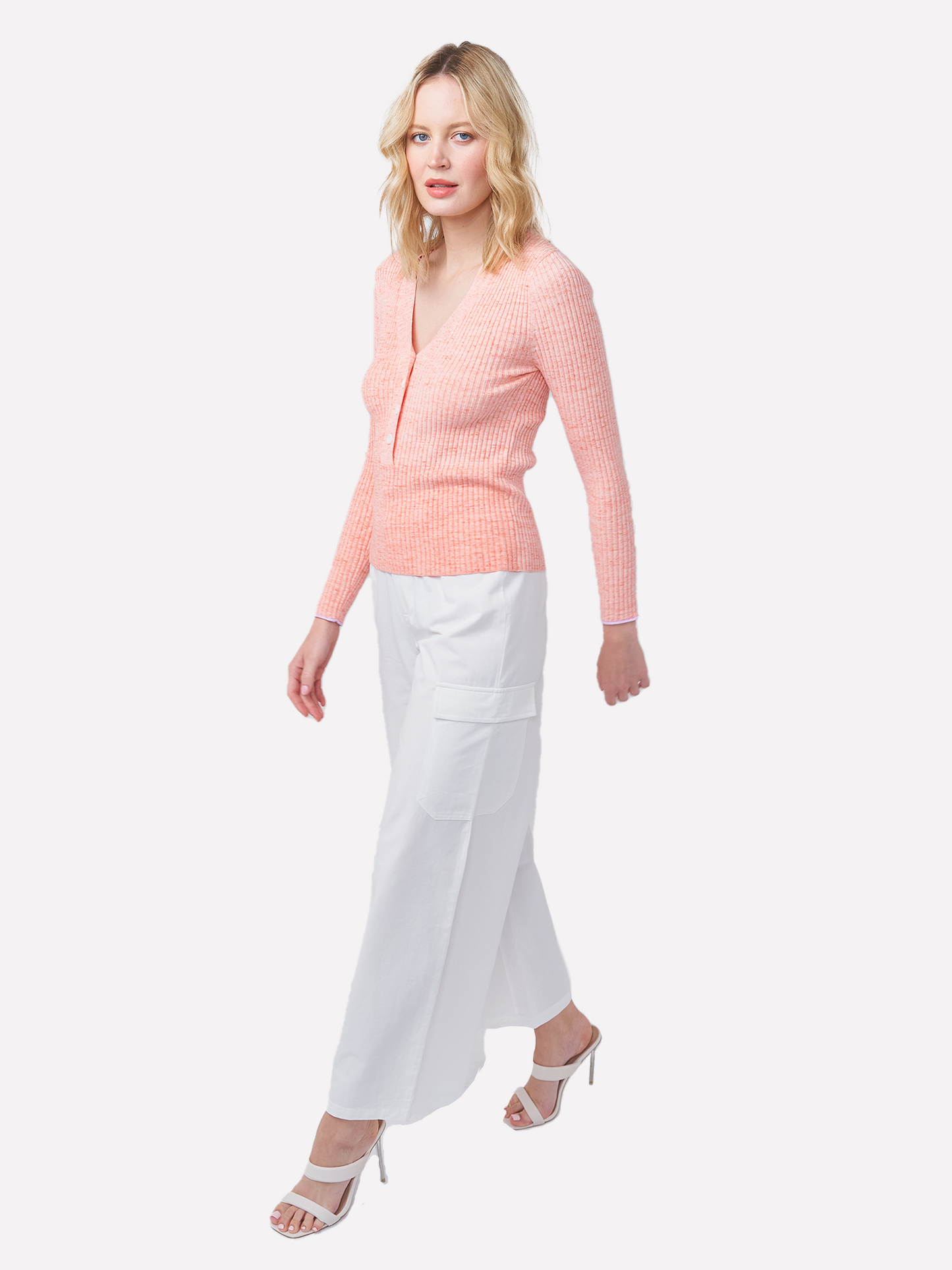 Skinny Button V Neck Top