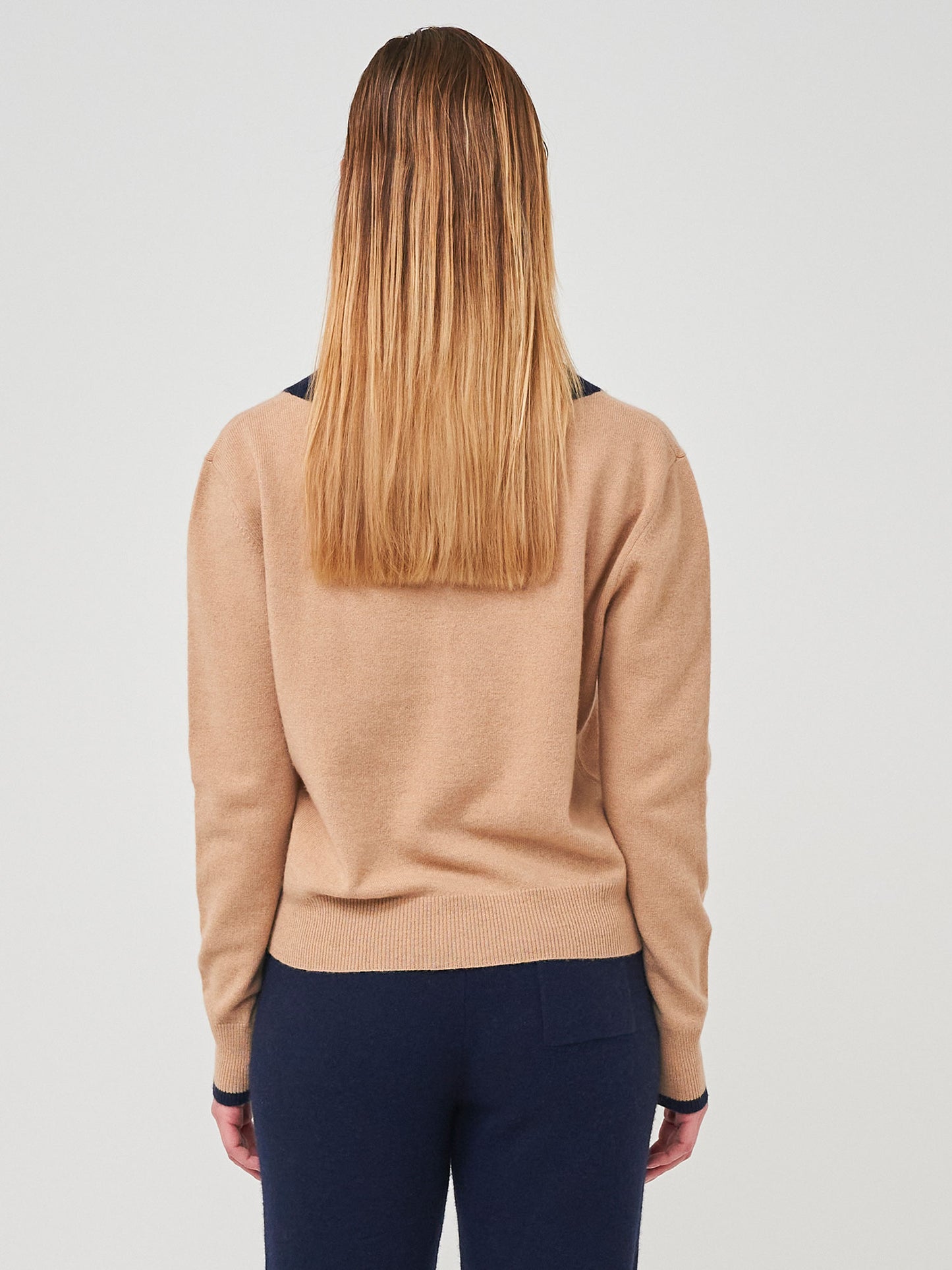 Pure Cashmere camel V neck jumper