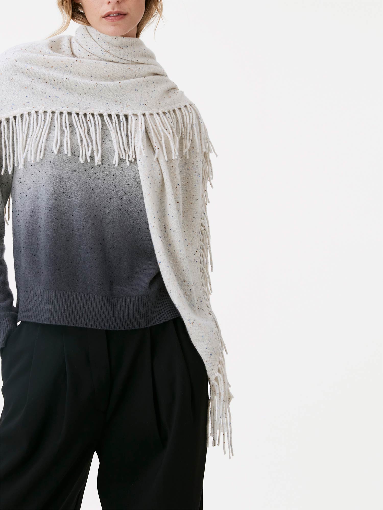 White luxury tassle scarf