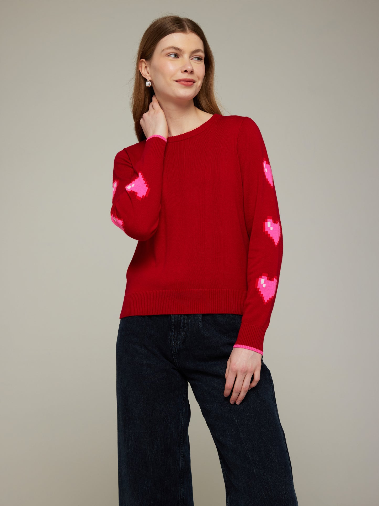 Heart Sleeve Crew Neck