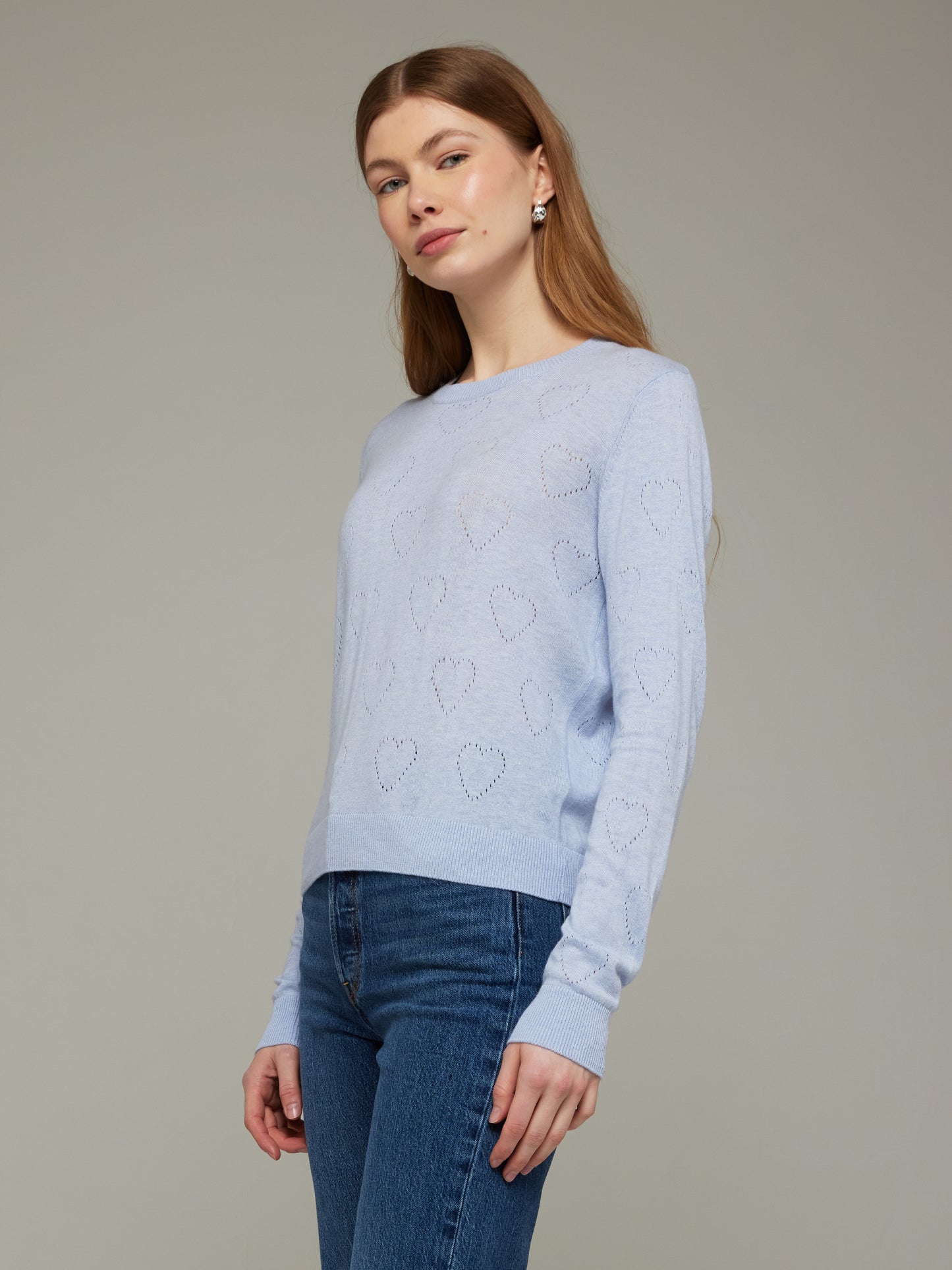 Heart Cut Out Crew Neck