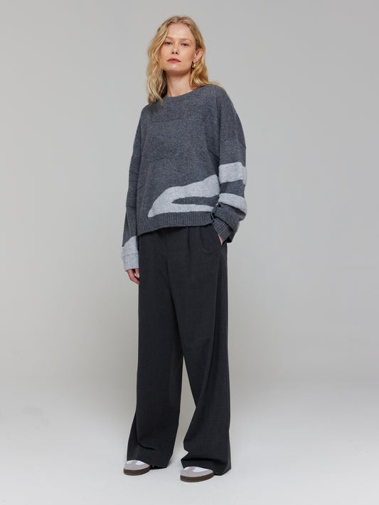 Textured Wave Cashmere Crew Neck