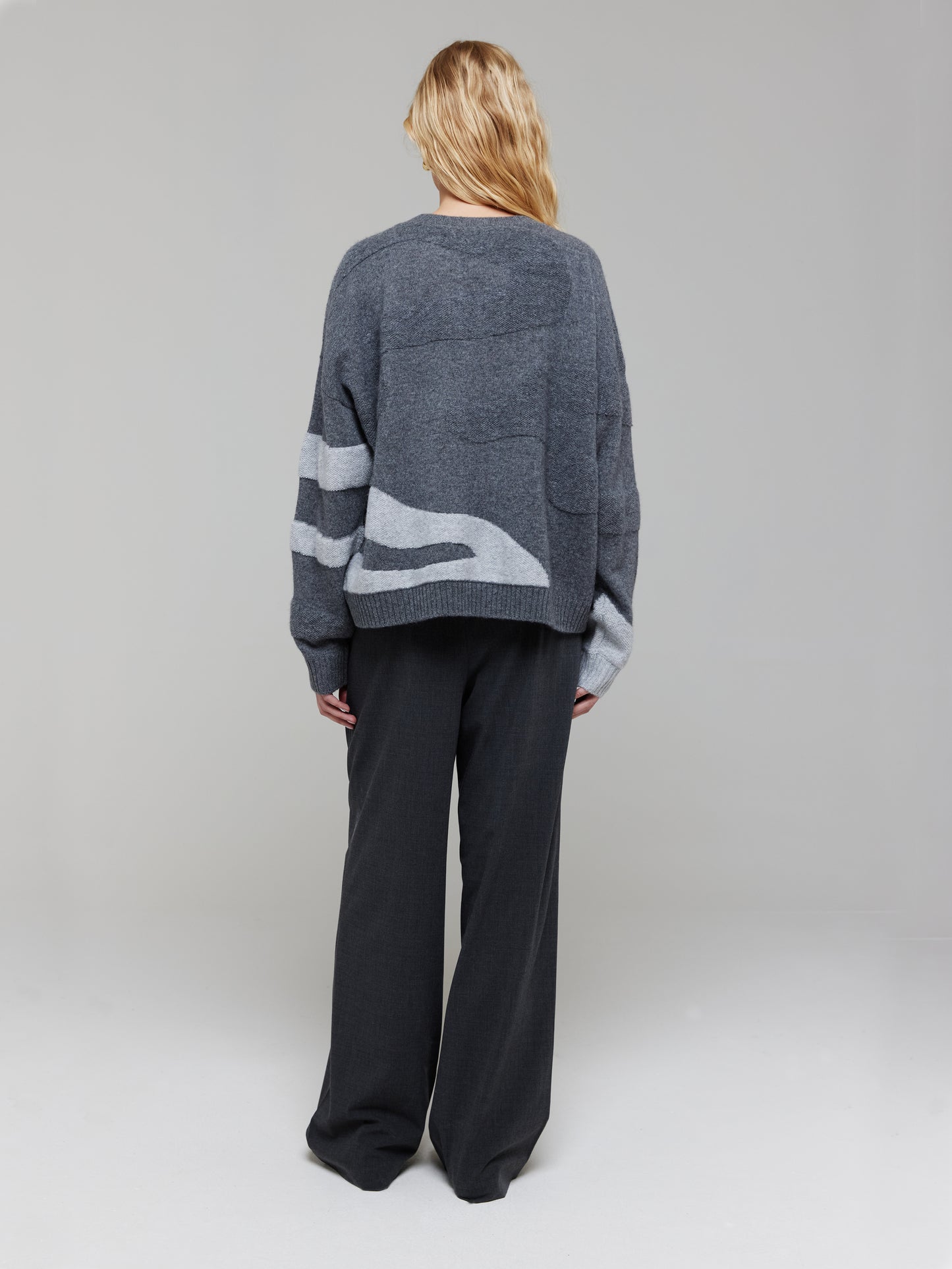 Textured Wave Cashmere Crew Neck