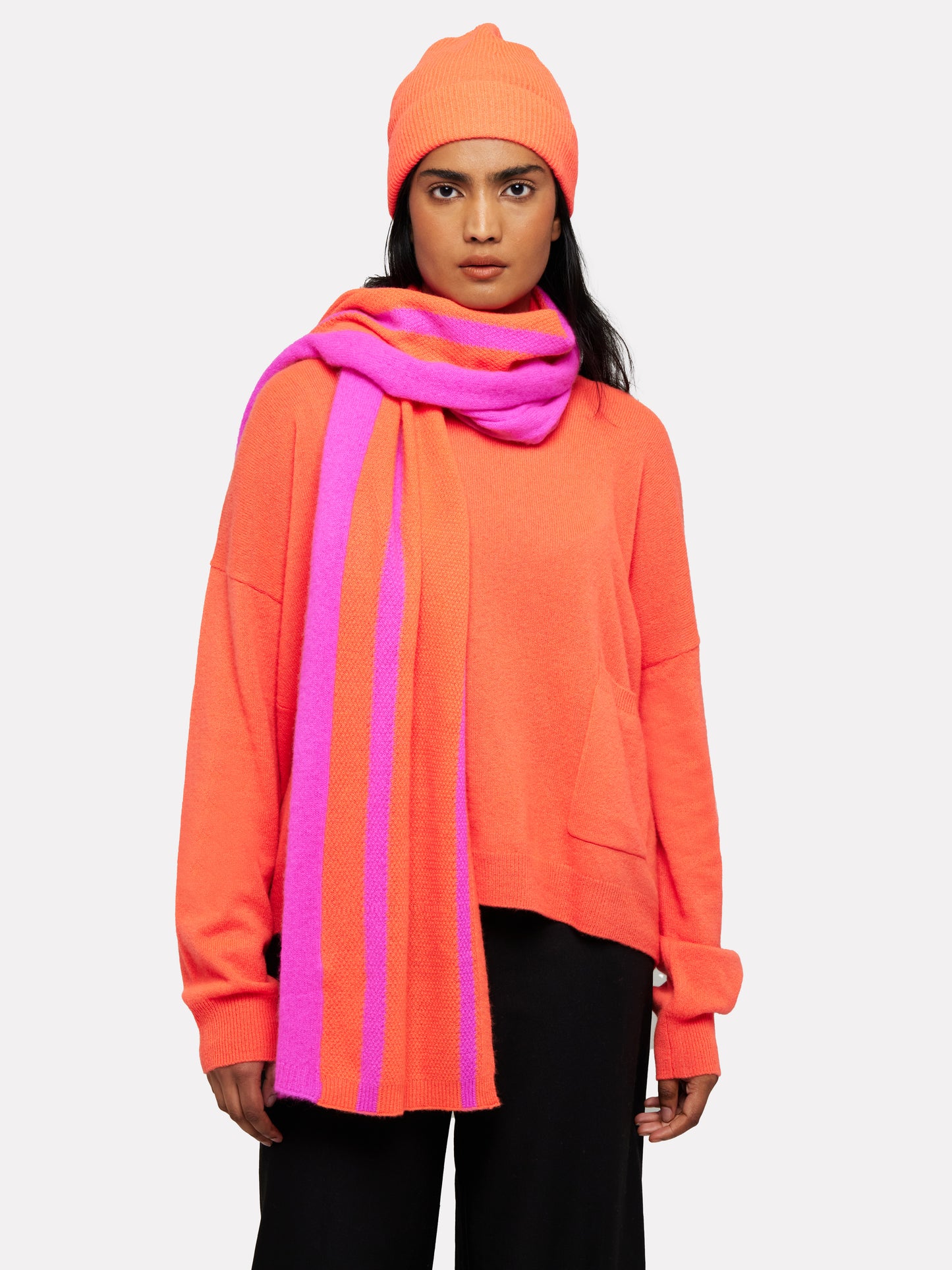 Textured Stripe Cashmere Scarf