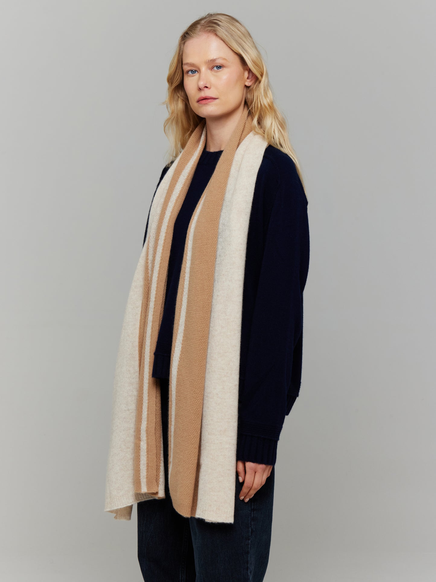 Textured Stripe Cashmere Scarf