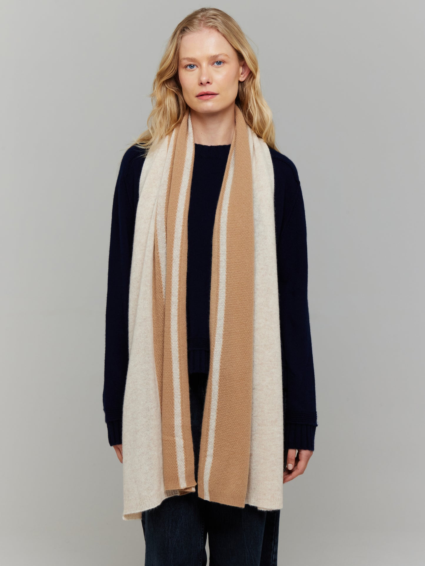 Textured Stripe Cashmere Scarf