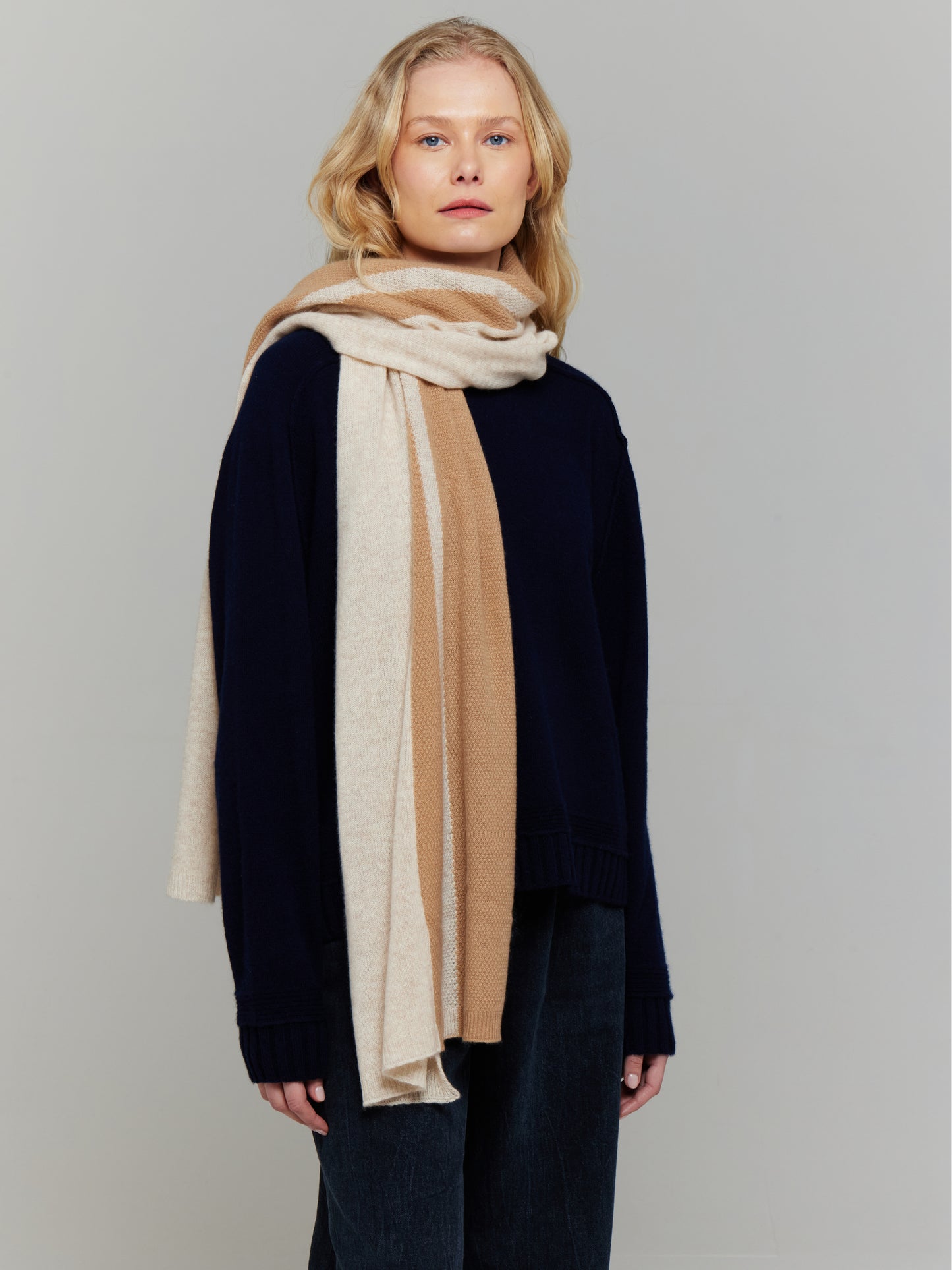 Textured Stripe Cashmere Scarf