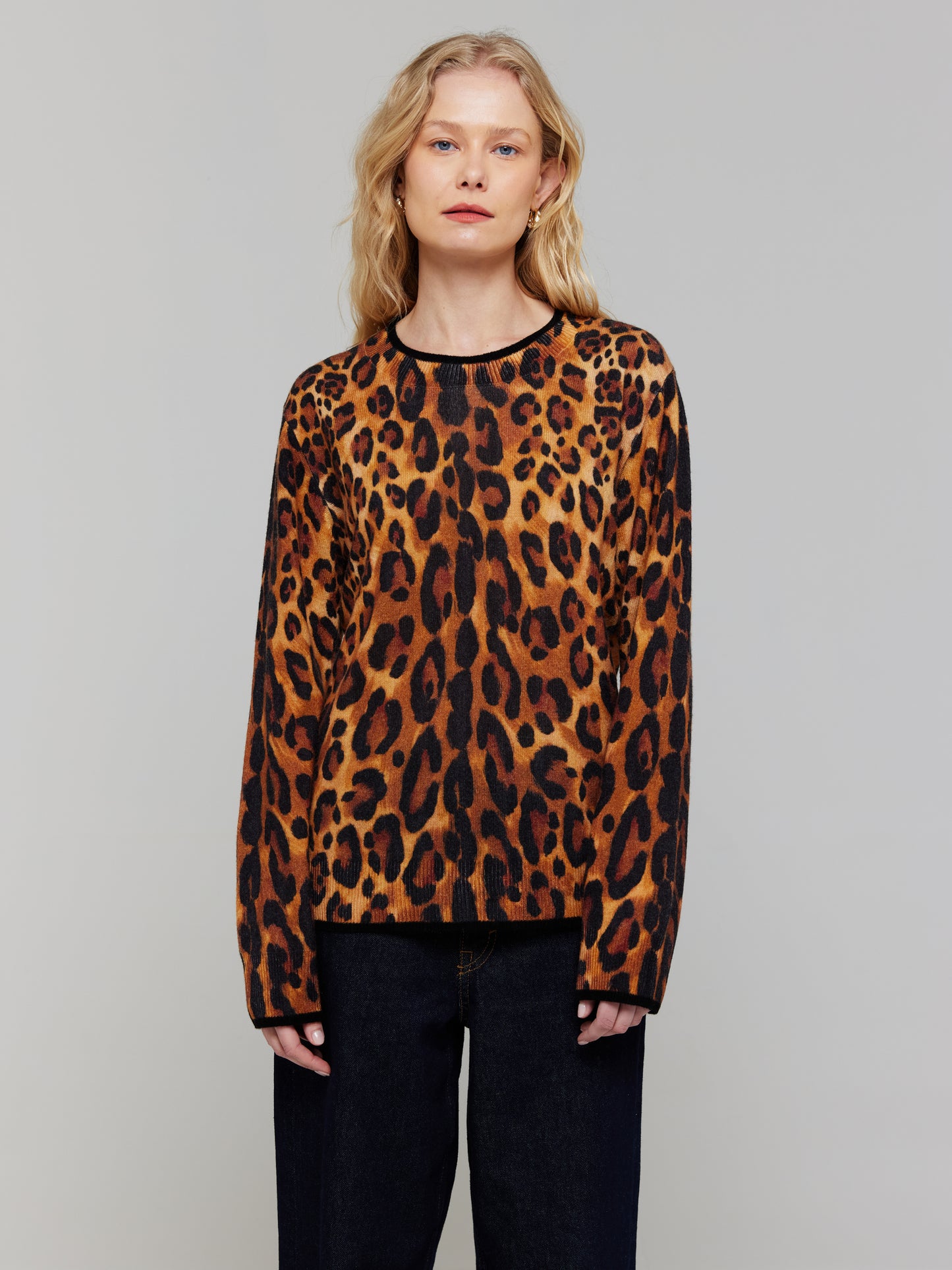 Patsy Leopard Cashmere Lightweight Crew