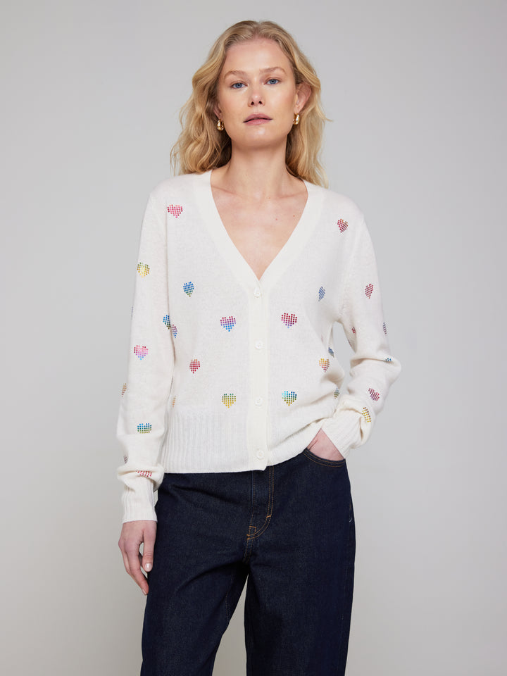Brodie Fine Cashmere California Oversize Cardigan- Organic White Tie- Dye