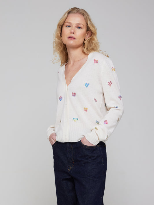 Foil Heart Cashmere Cardigan