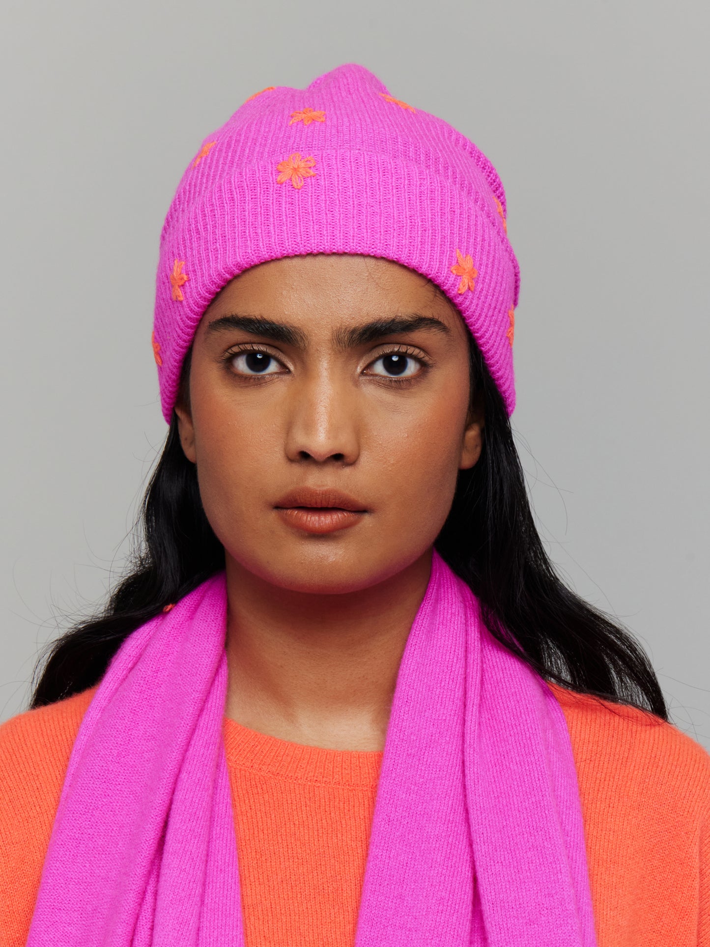 Embroidered Flower Cashmere Hat