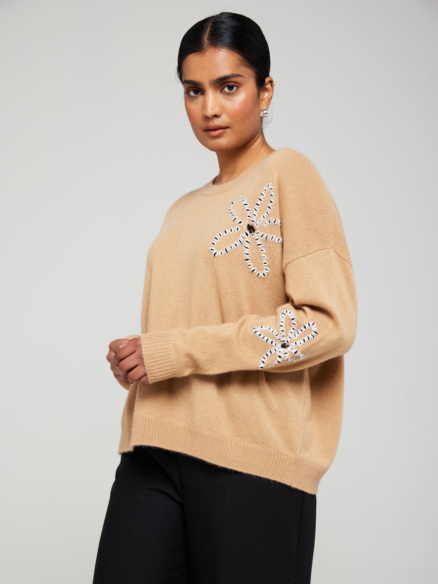 Camilla Flower Cashmere Crew Neck