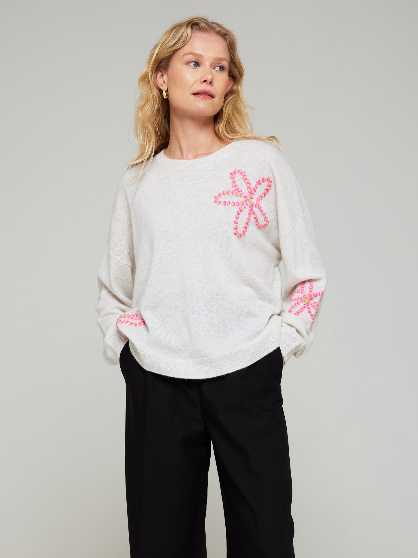 Camilla Flower Cashmere Crew Neck