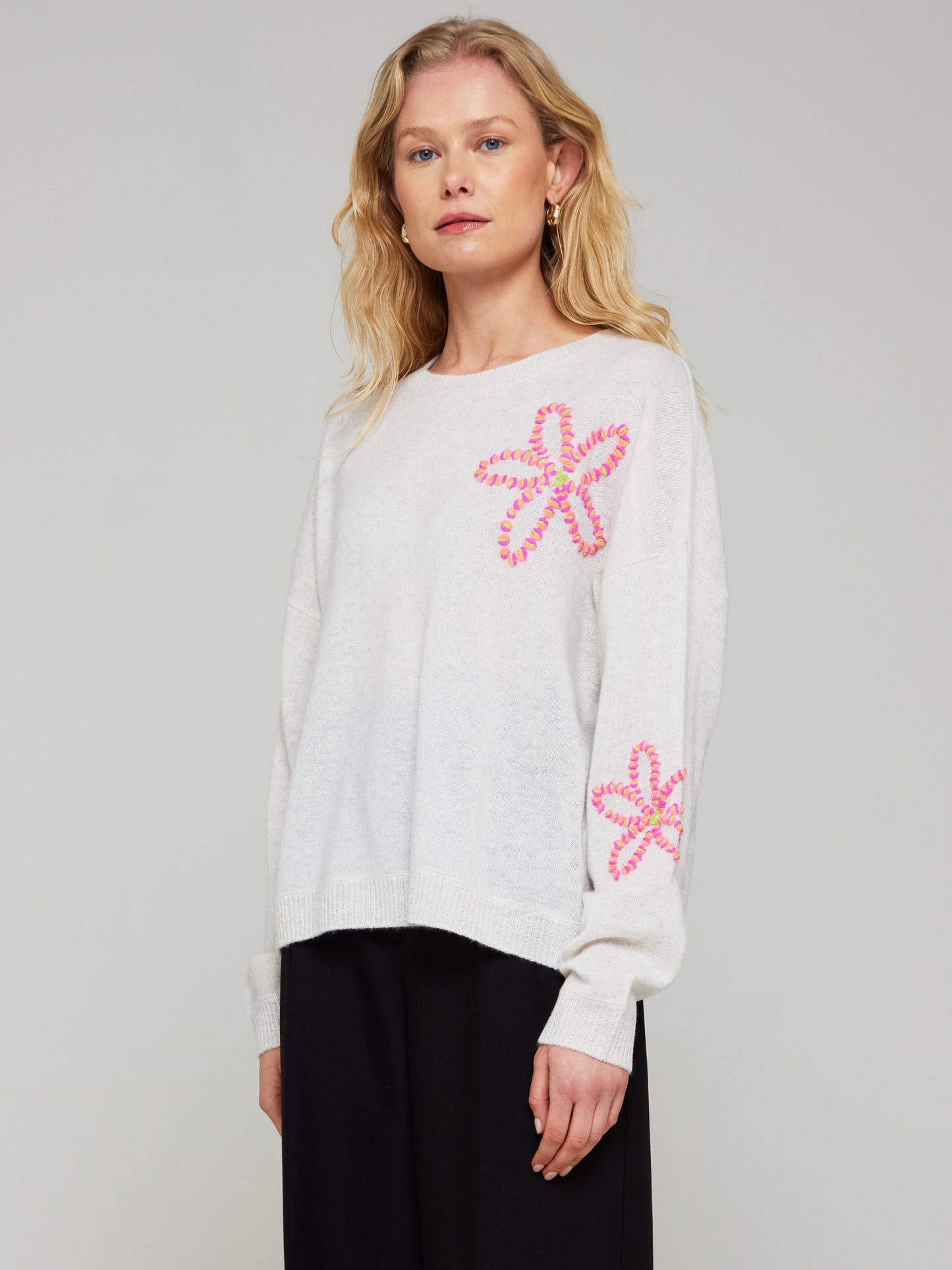 Camilla Flower Cashmere Crew Neck