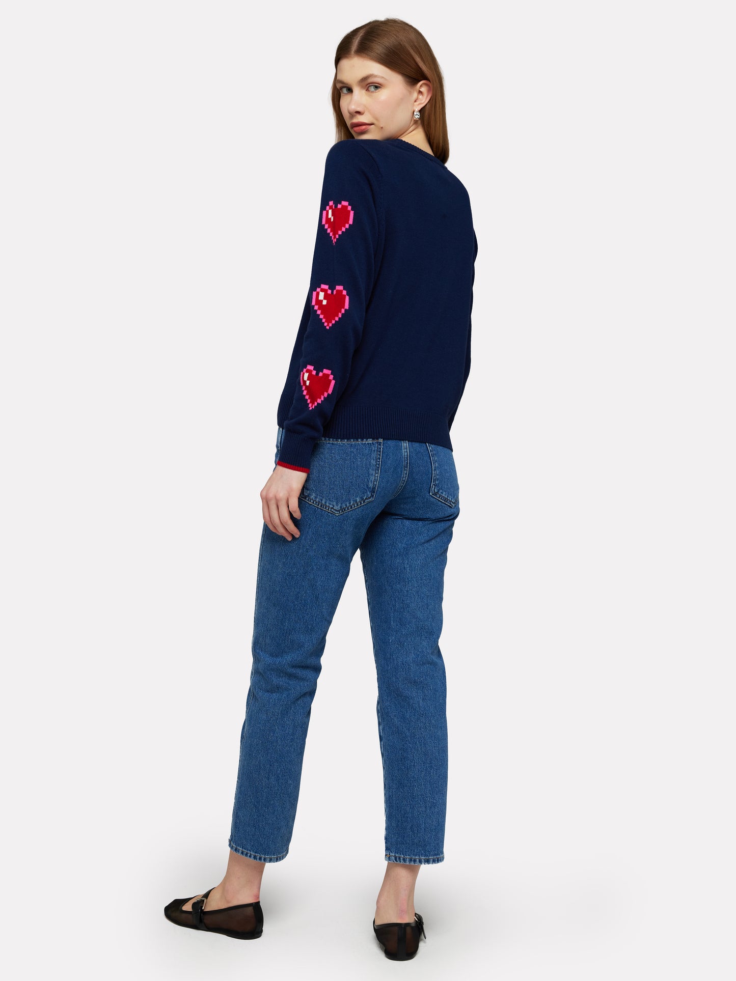 Heart Sleeve Crew Neck