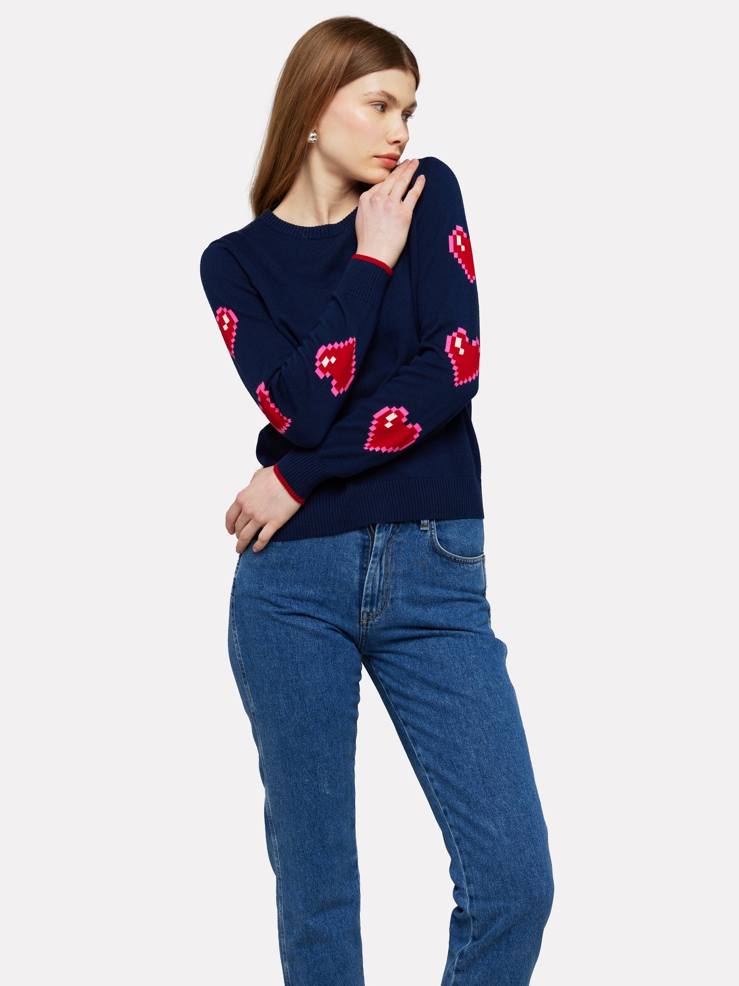 Heart Sleeve Crew Neck