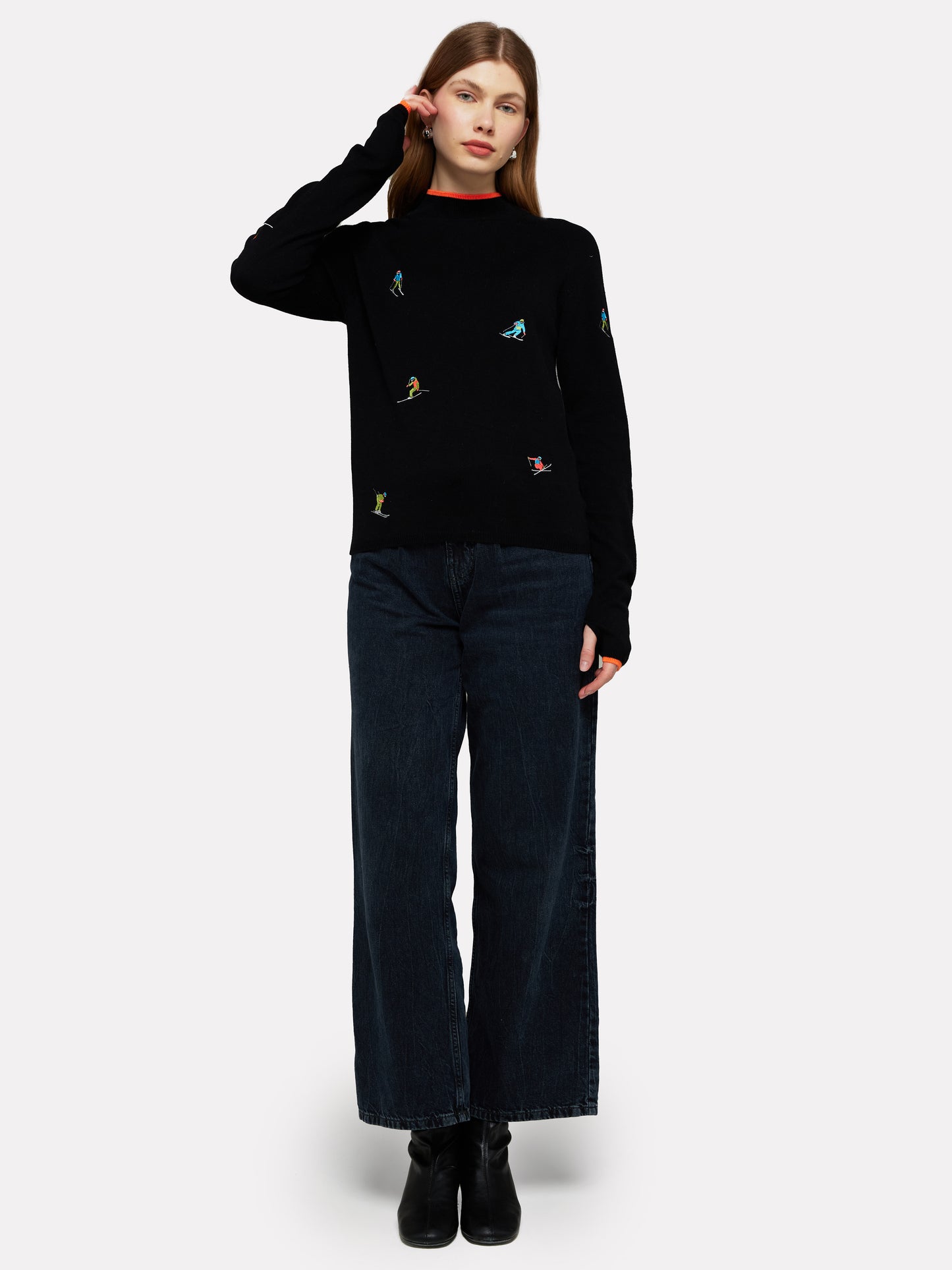 Ski Embroidery Mock Neck