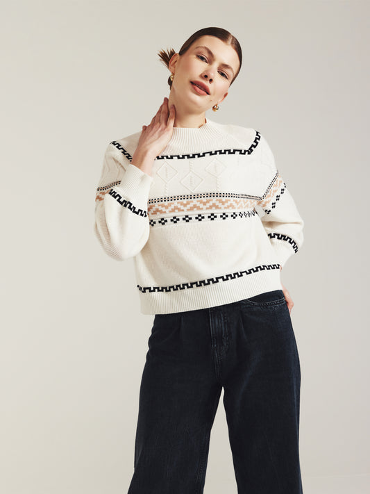 Cable Knit Geo High Neck