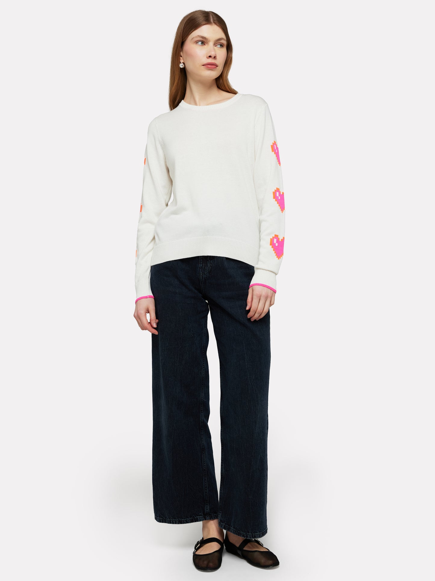 Heart Sleeve Crew Neck