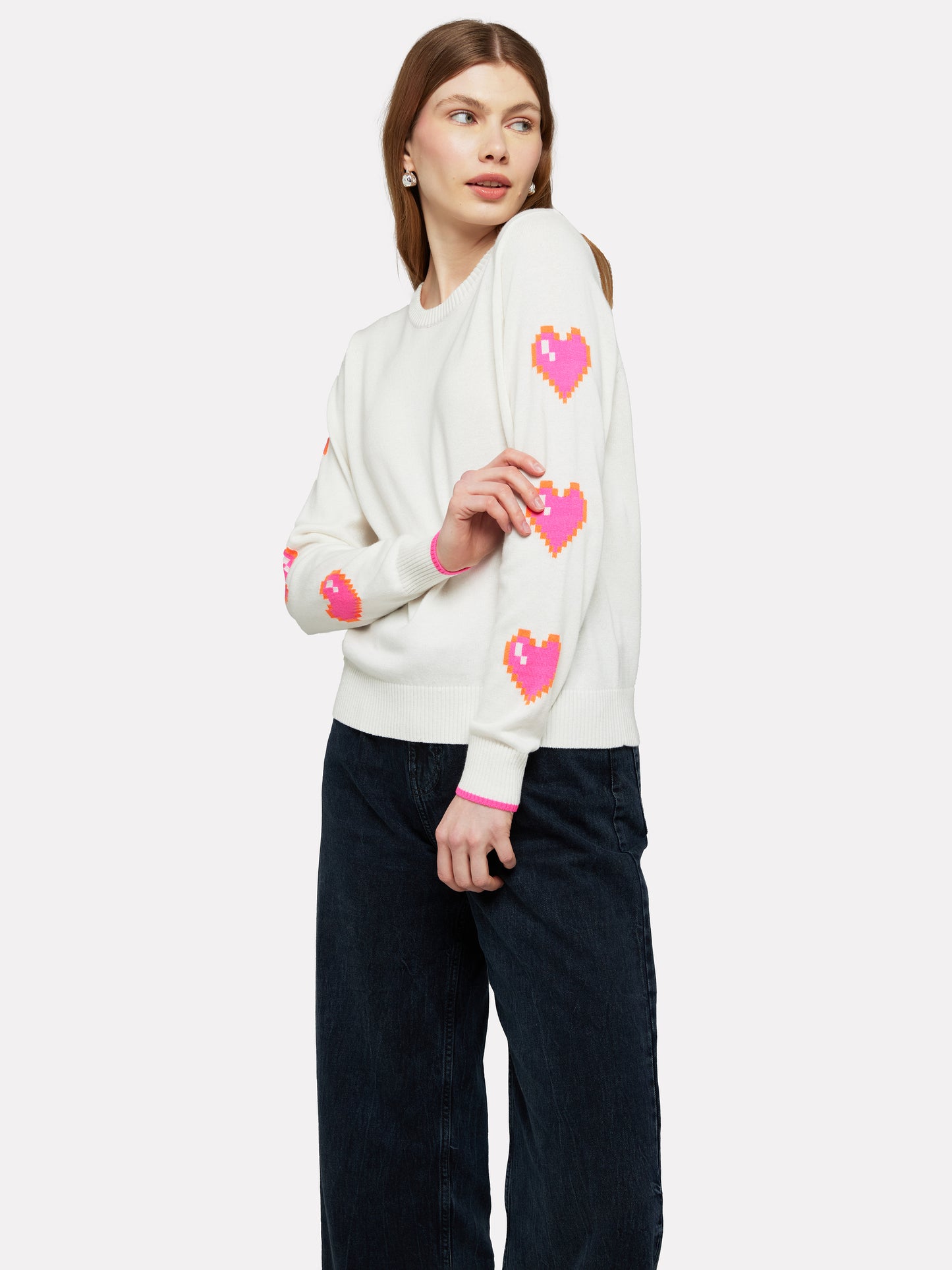 Heart Sleeve Crew Neck