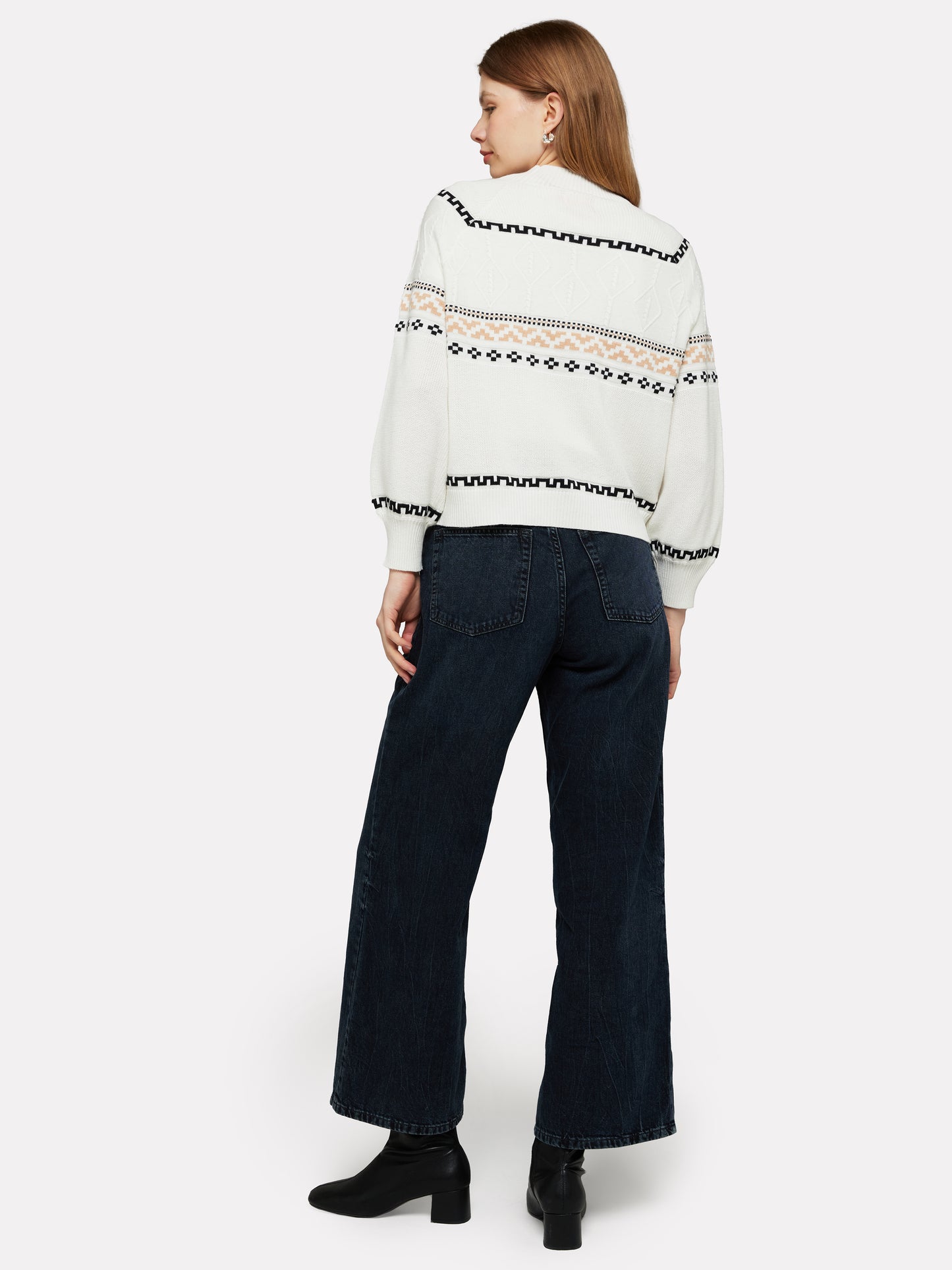 Cable Knit Geo High Neck