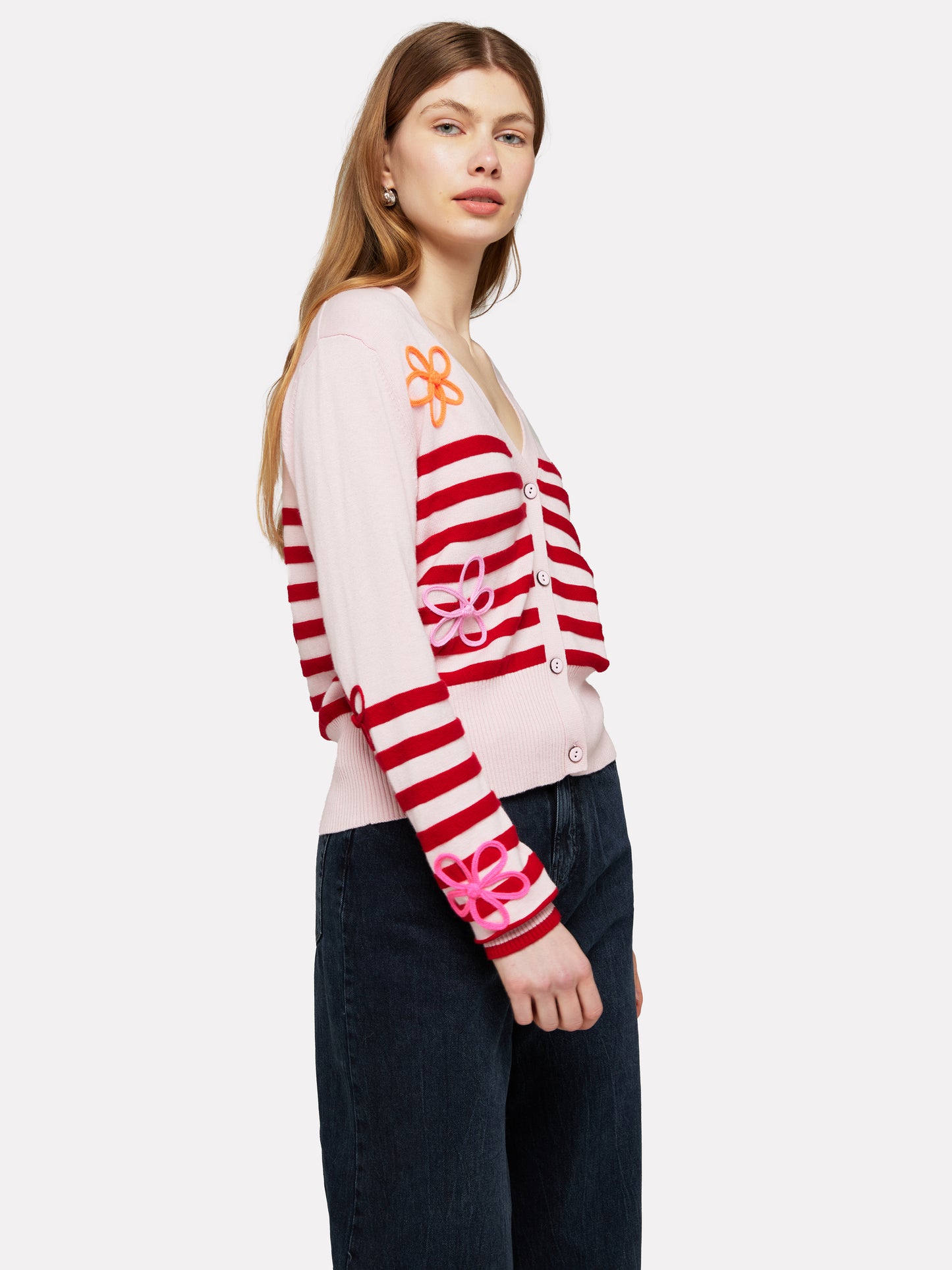 Violet Floral Stripe Cardigan