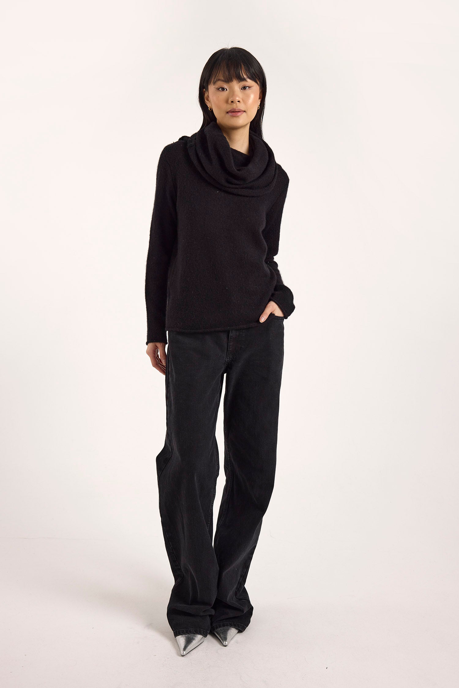 ESTELLE SPARKLE HOODED COWL NECK