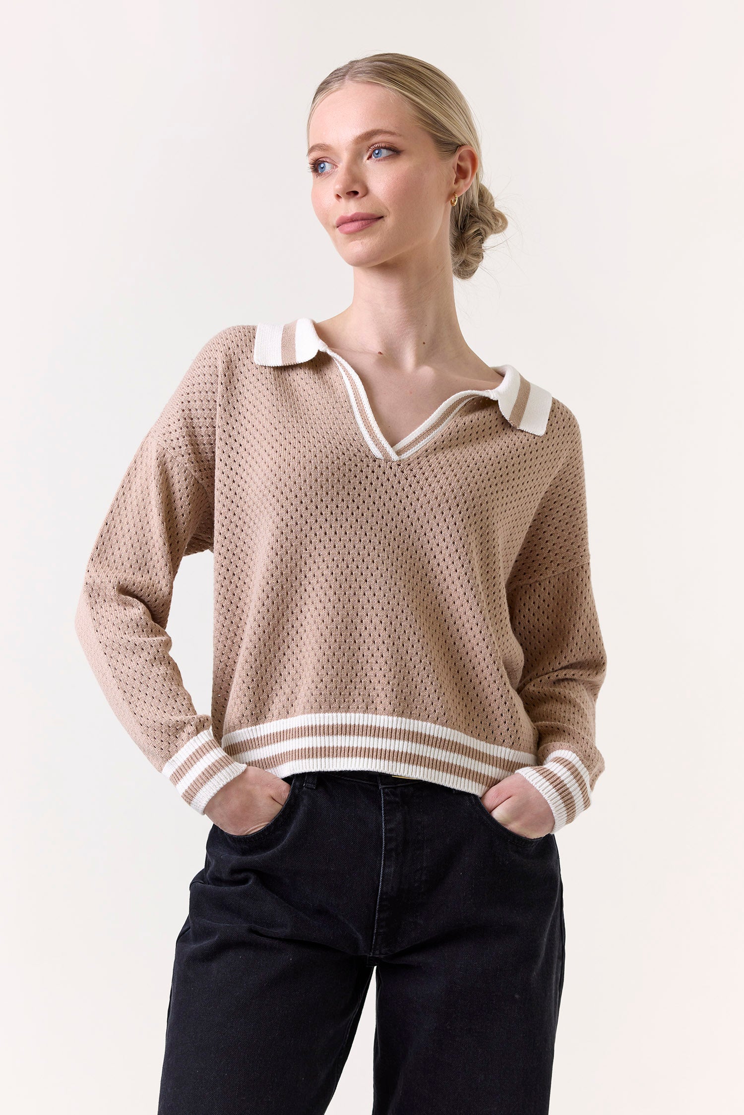 VANESSA STRIPE DETAIL POLO