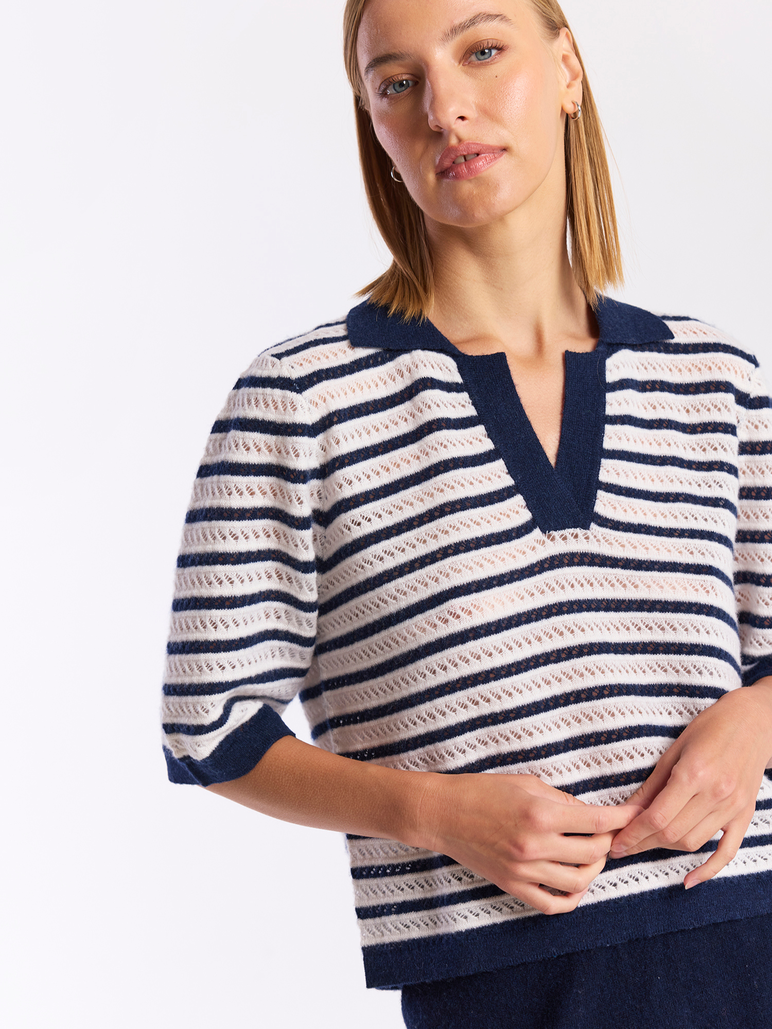 Suzie Stitch Cashmere Polo Tee