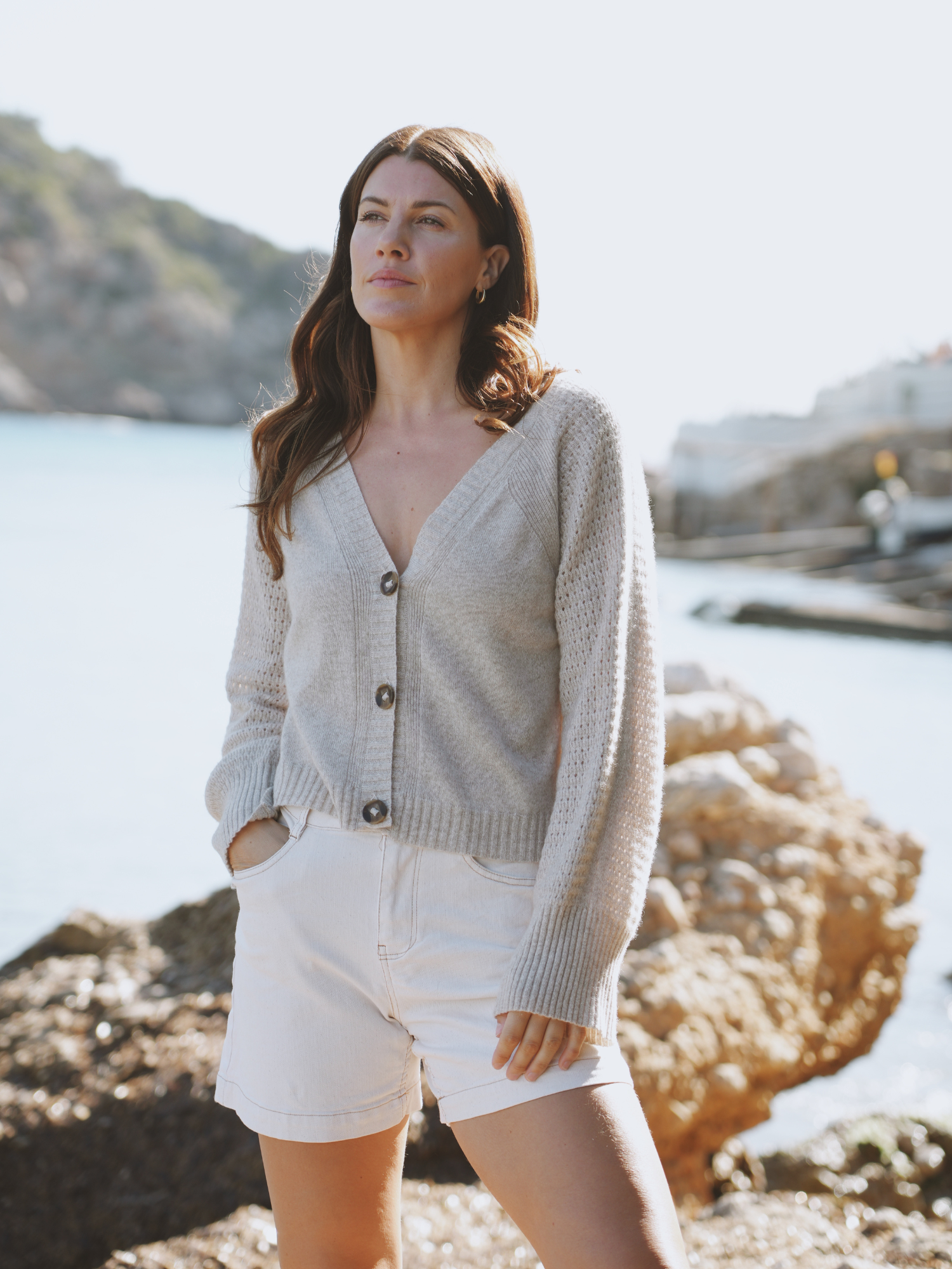 Natalie Deep V Cashmere Cardigan