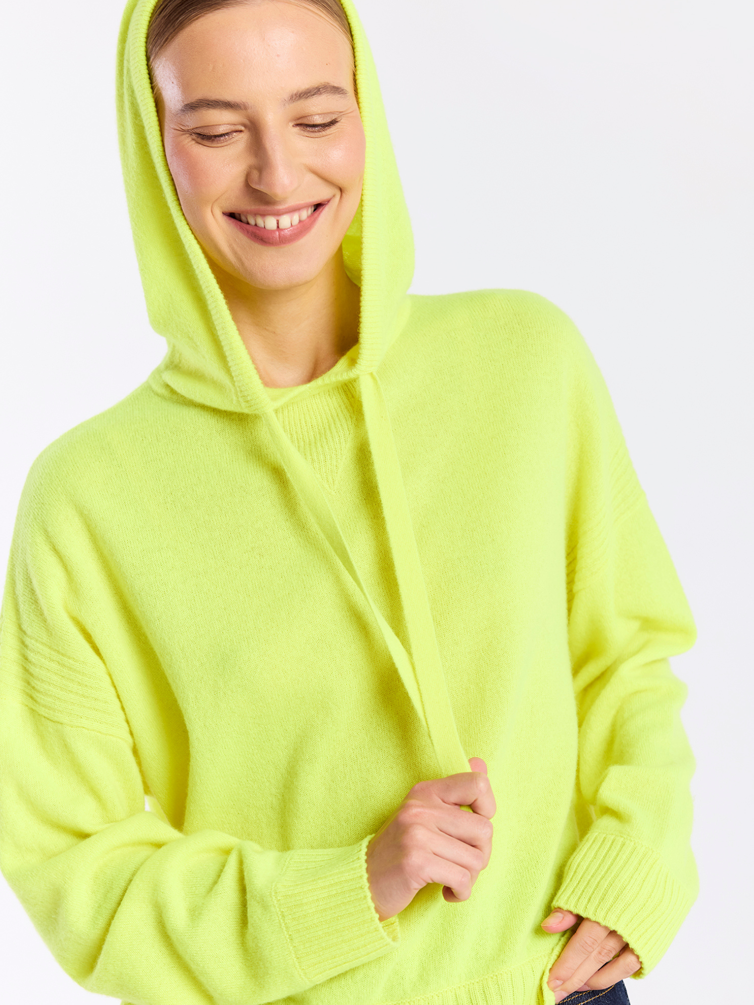 Heather Ribbed Cashmere Hoodie