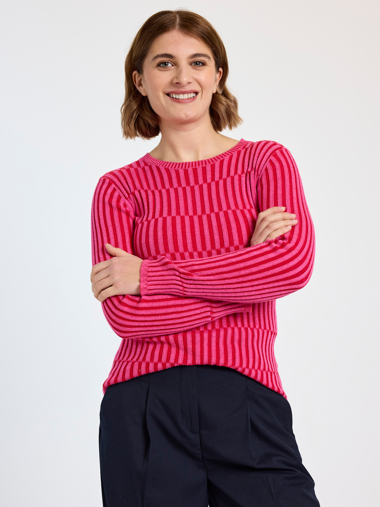 Imogen Plaited Stripe Crew Neck Jumper