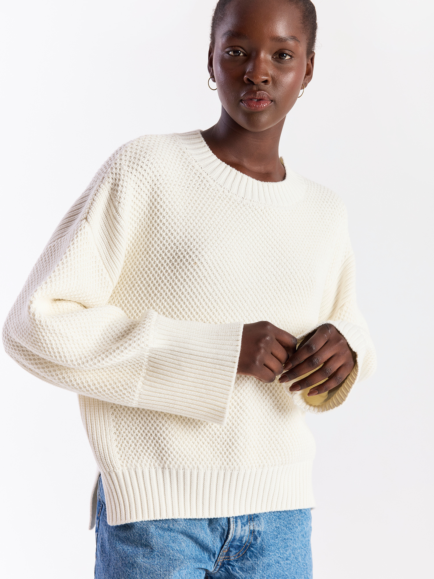 Pointelle Stitch Detail Crew