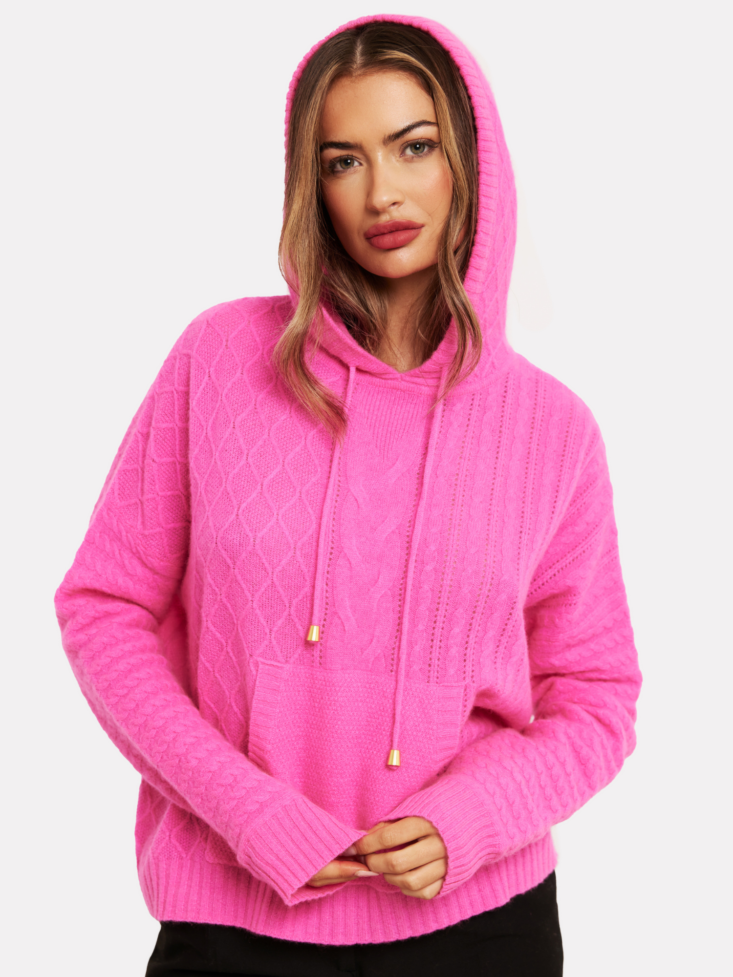 Luxe Cable Cashmere Hoodie