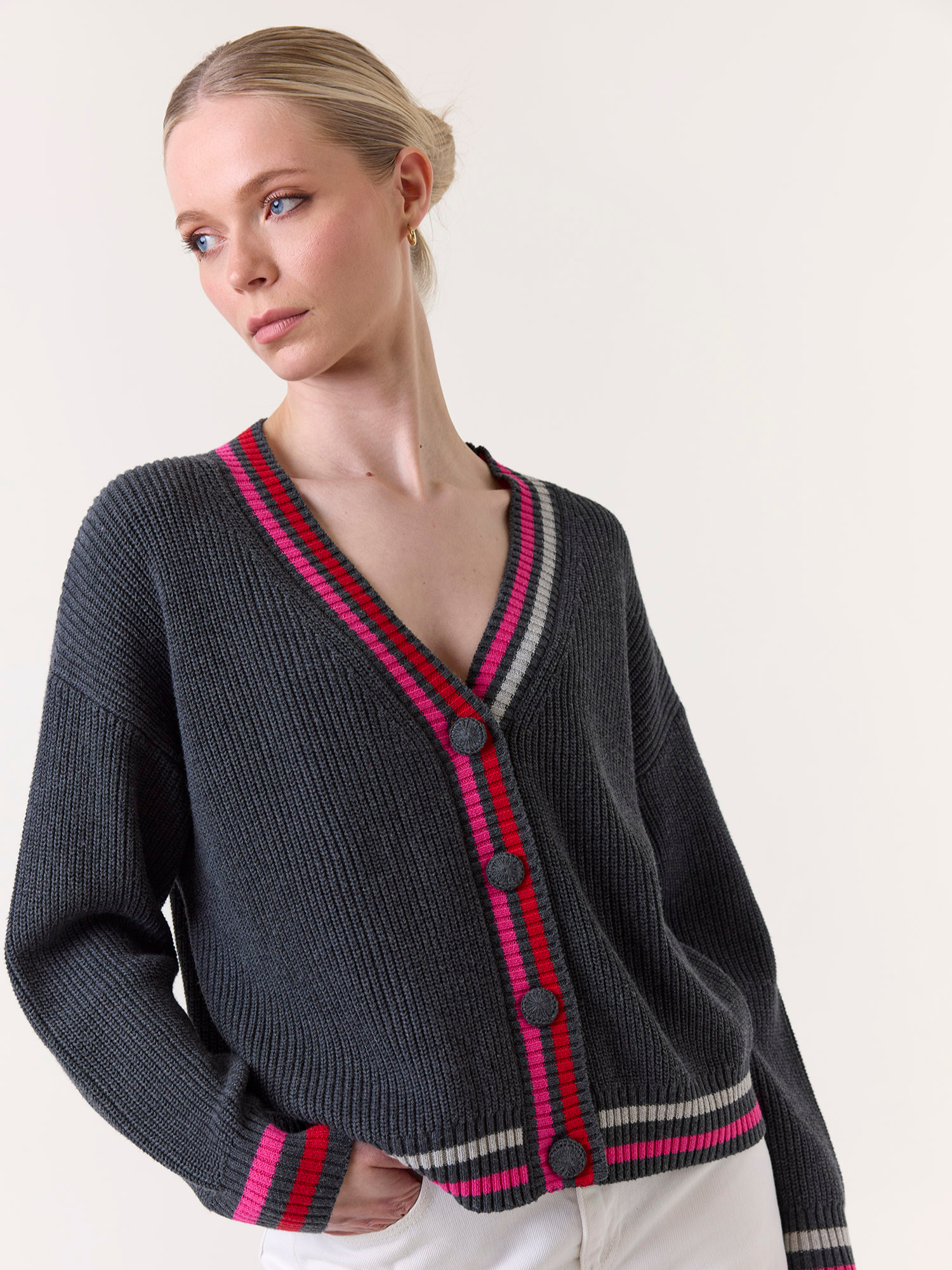 Vivienne Stripe Trim Cardigan