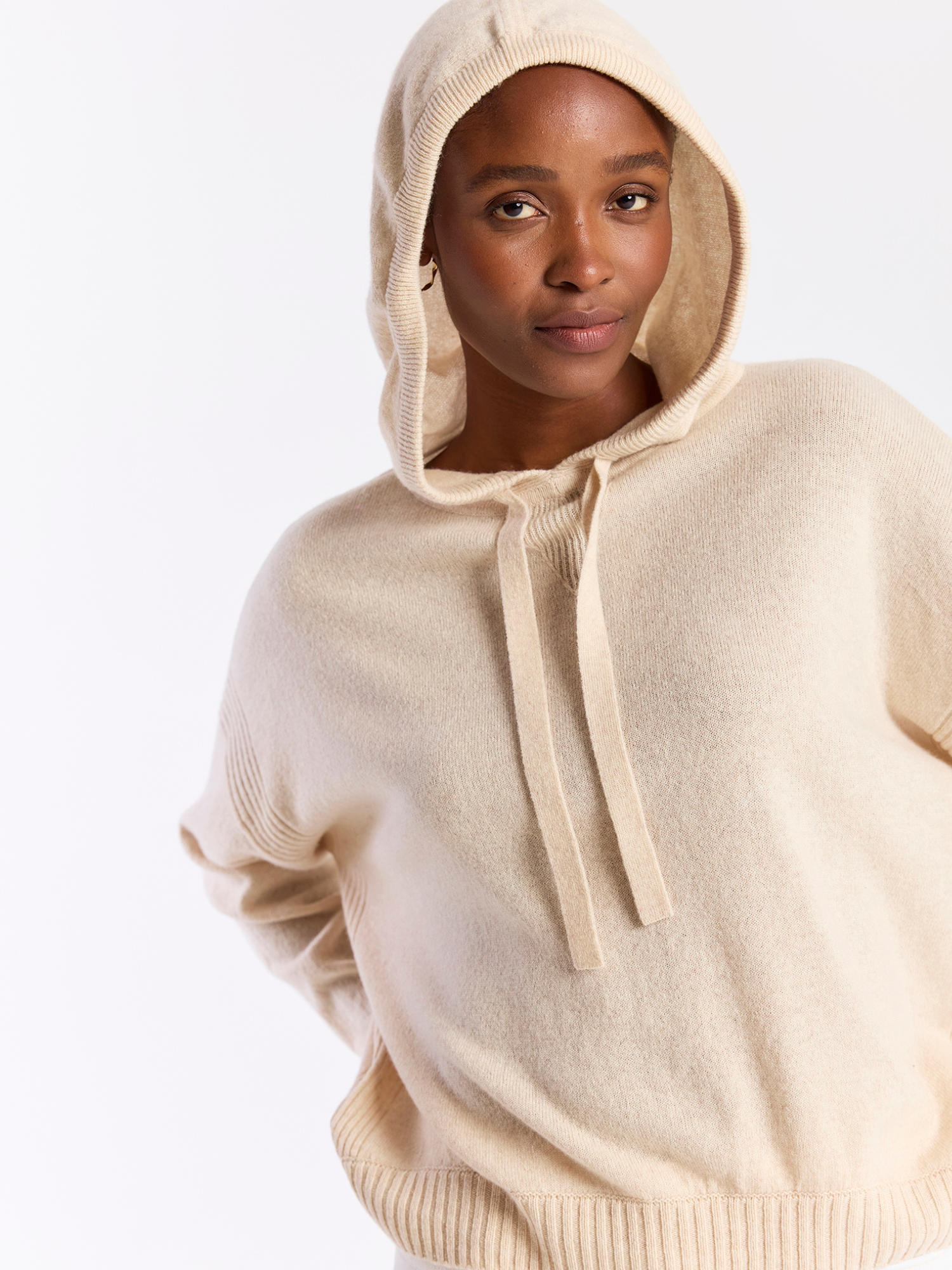 Heather Ribbed Cashmere Hoodie