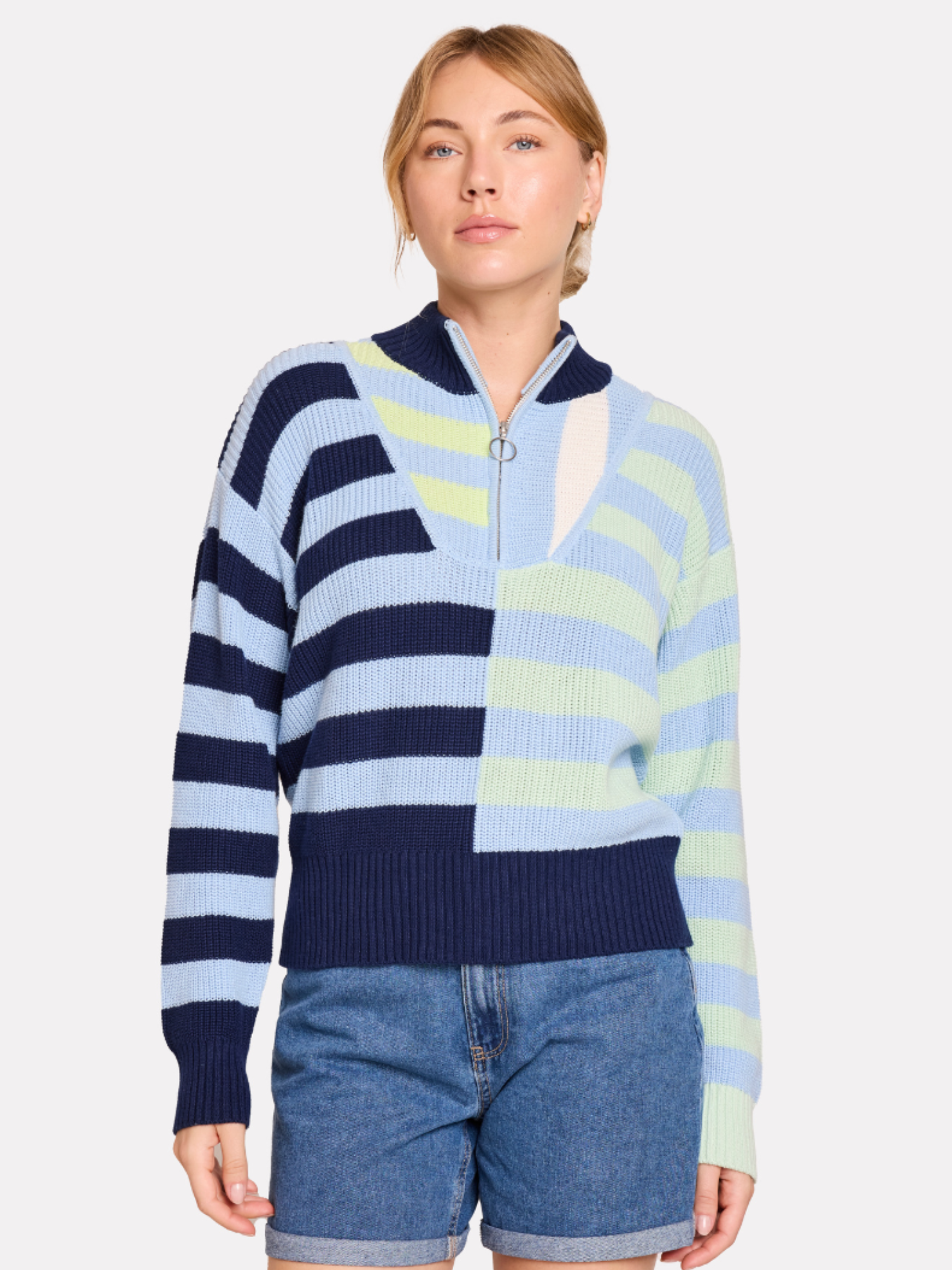 Mix Stripe Half Zip Jumper