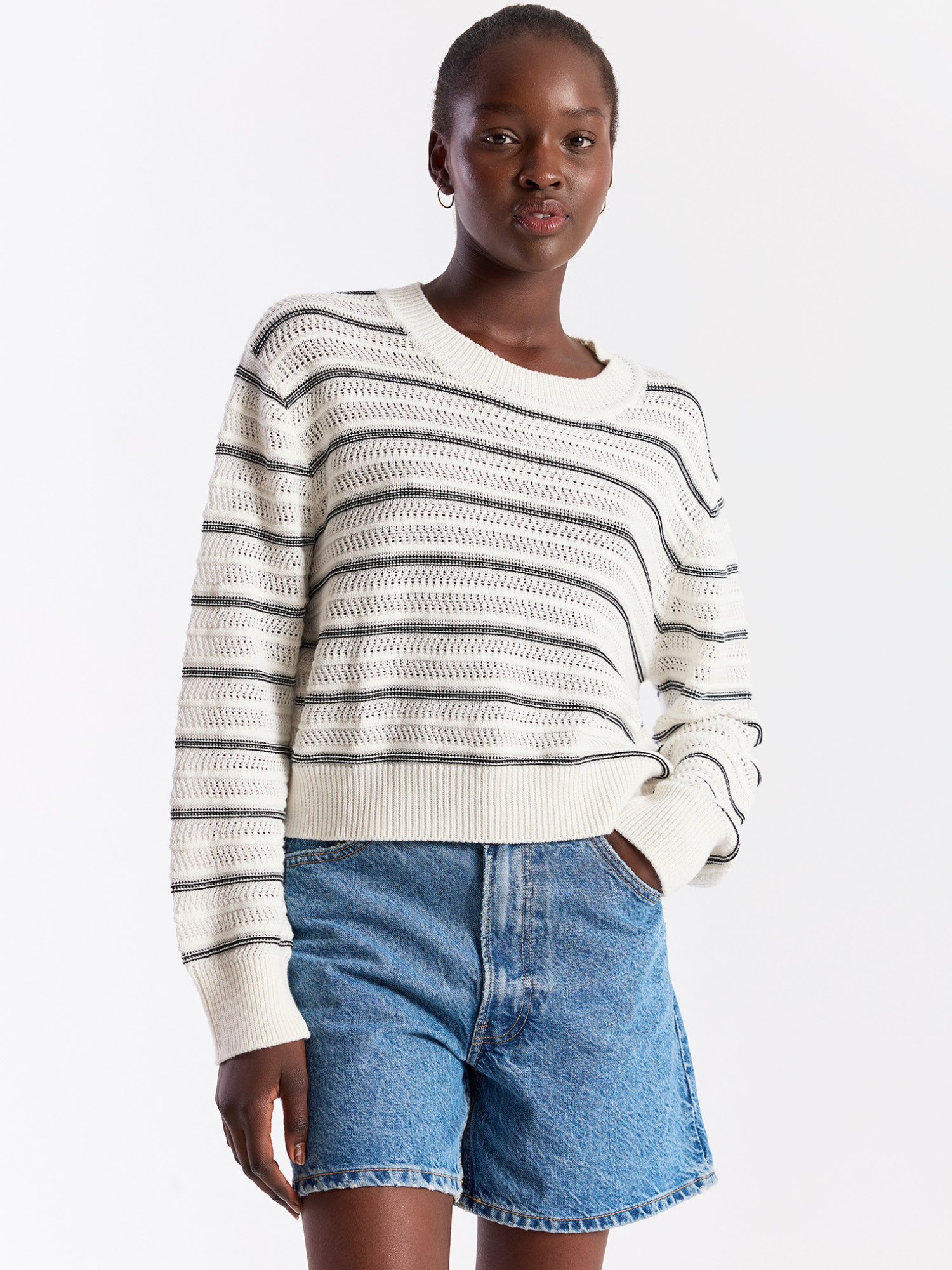 Stripe Mix Stitch Crew