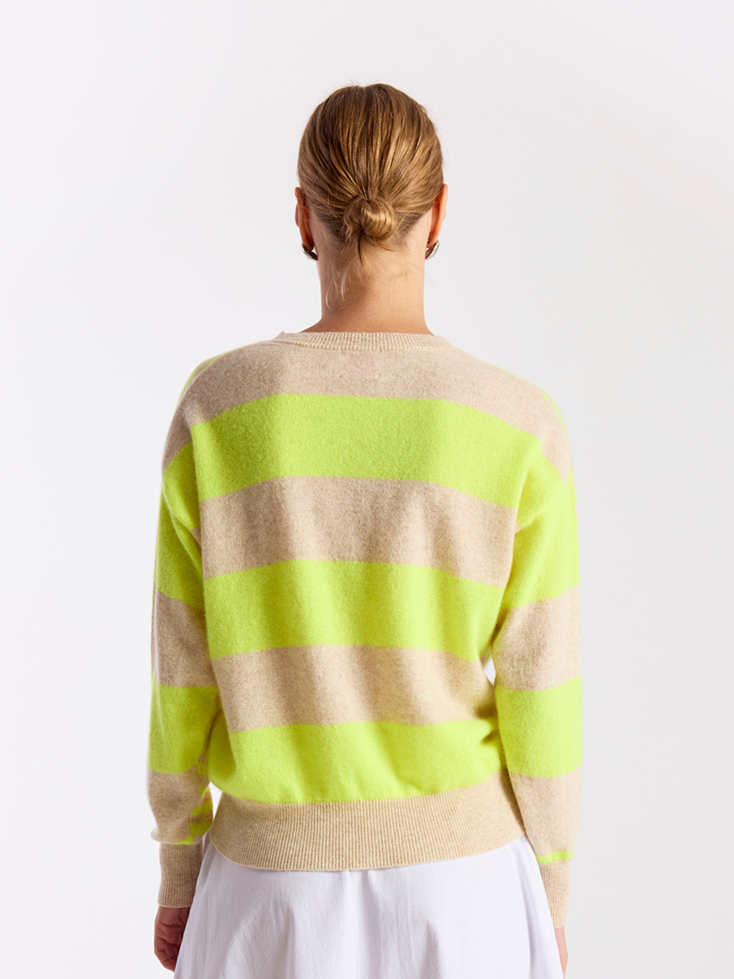 BEACH STRIPE CASHMERE CREW