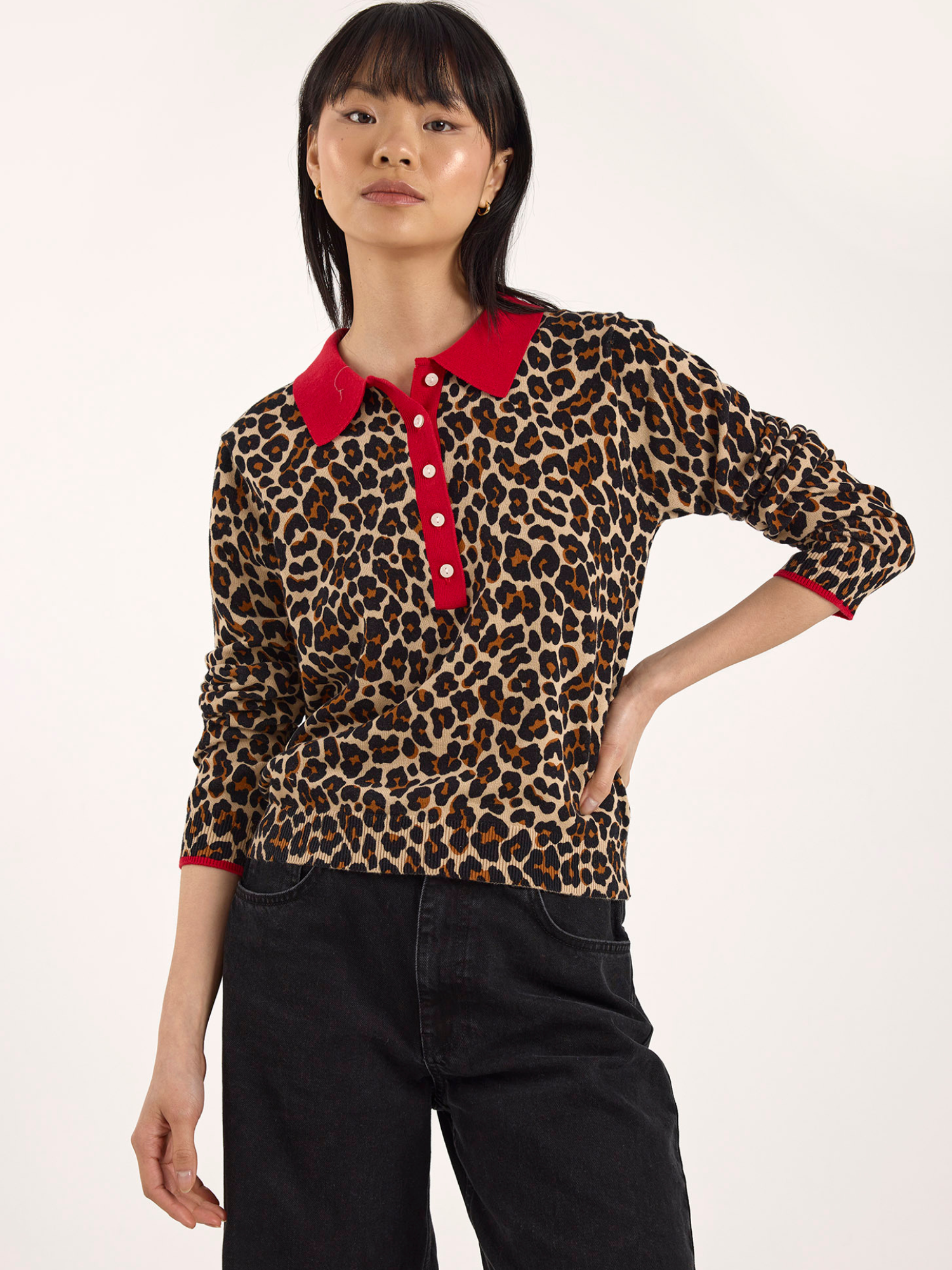 Pop Collar Leopard Polo
