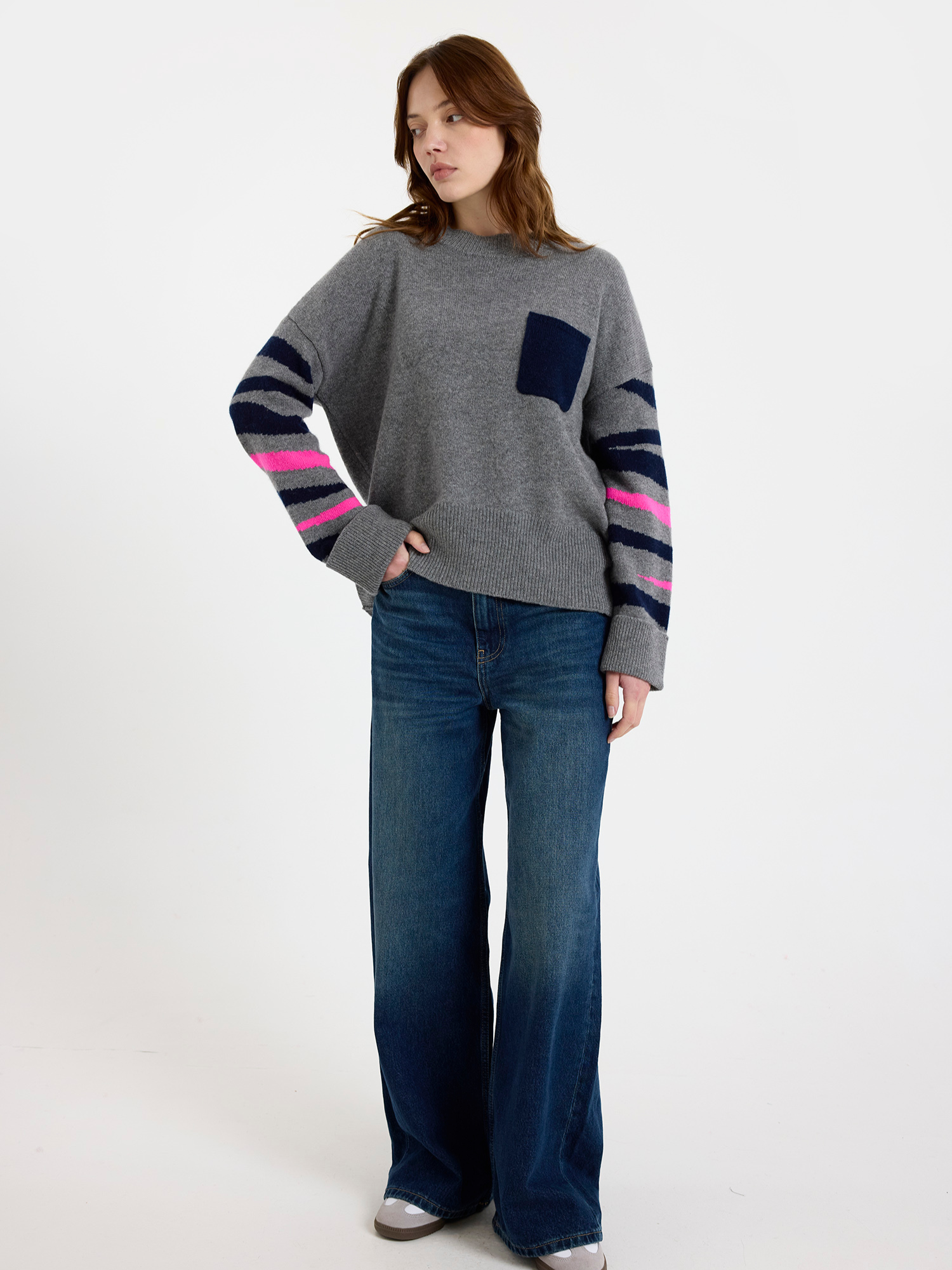 Pop Zebra Boyfriend Crew Neck Jumper