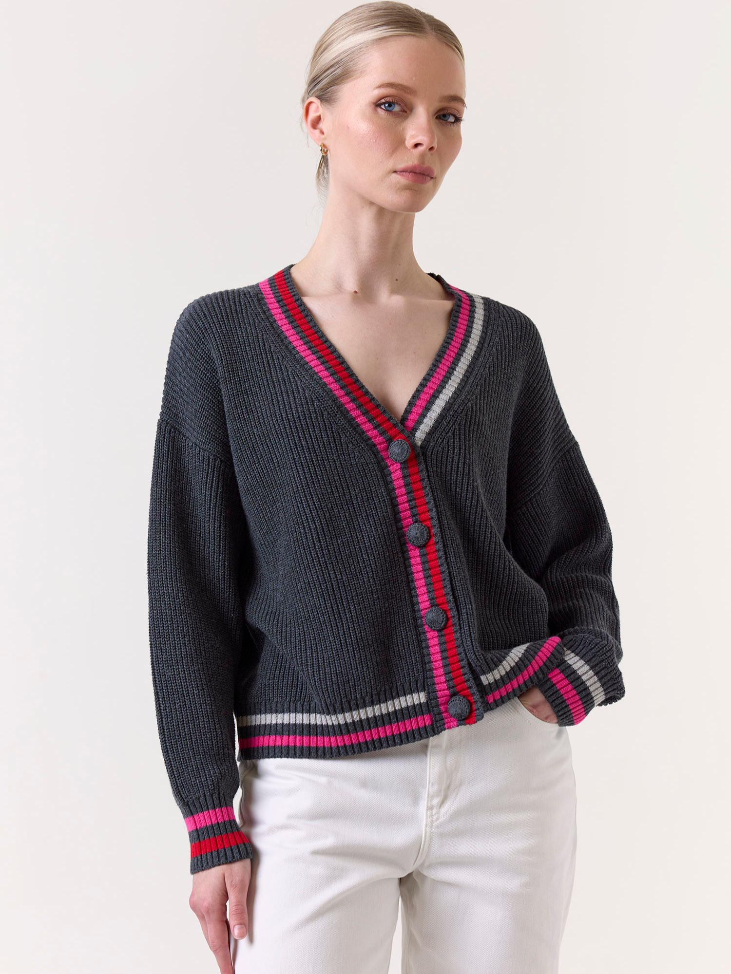 Vivienne Stripe Trim Cardigan