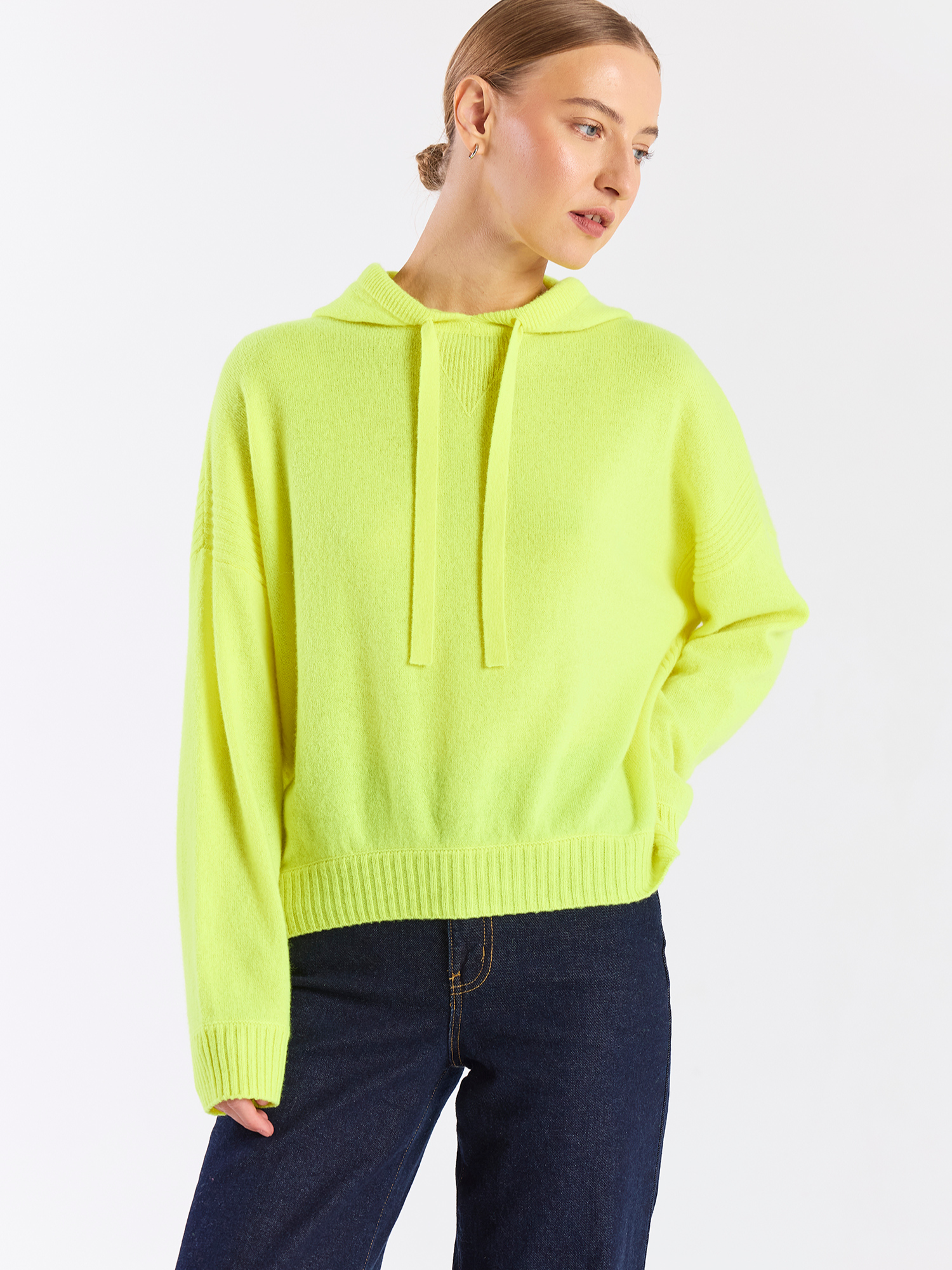 Heather Ribbed Cashmere Hoodie