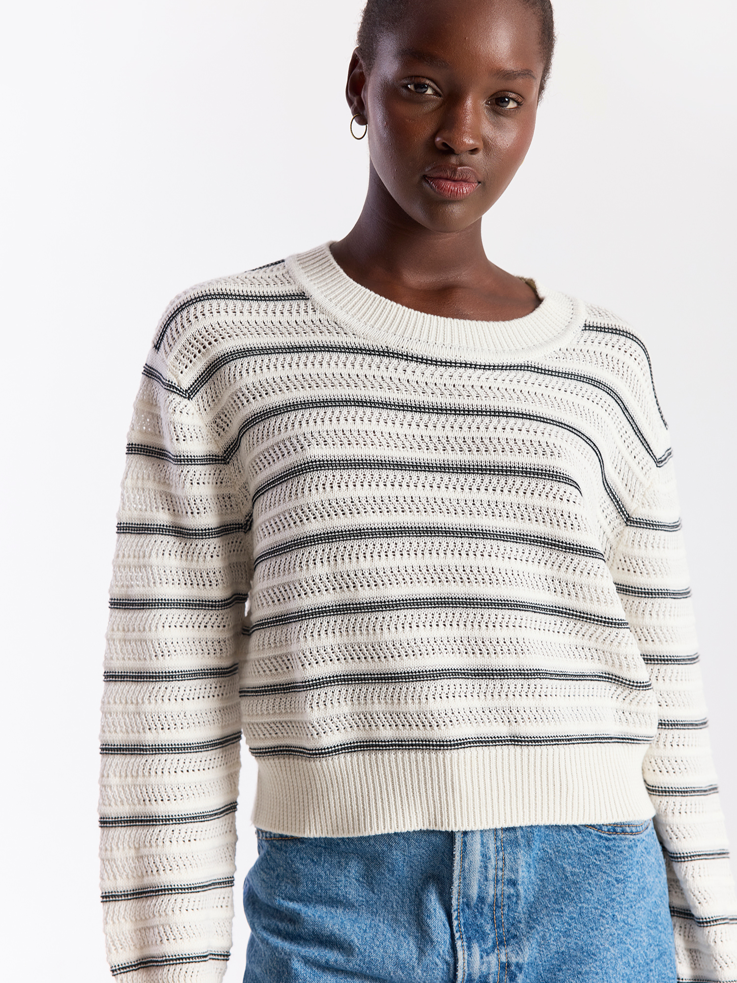 Stripe Mix Stitch Crew