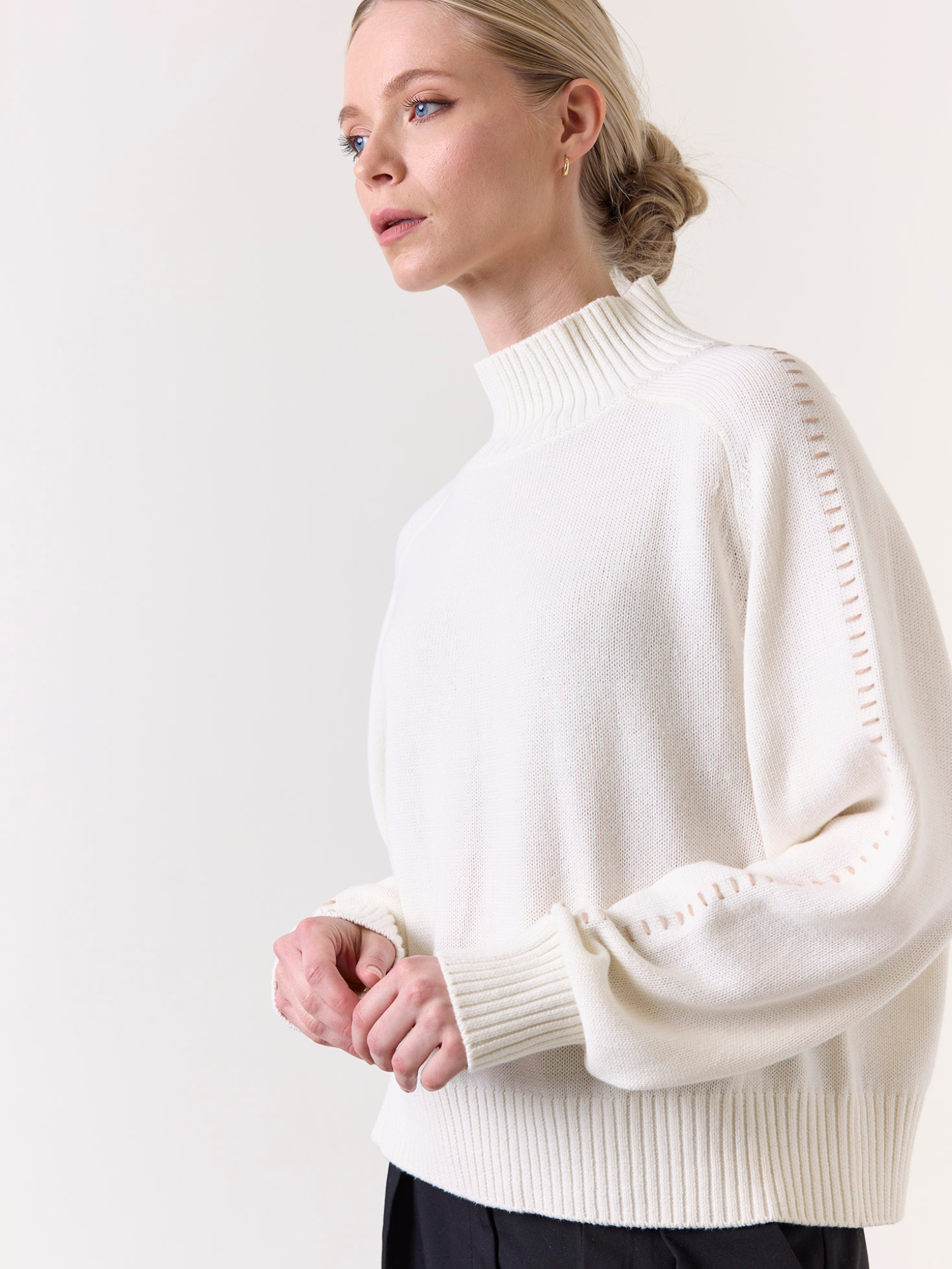 Embroidery Mock Neck